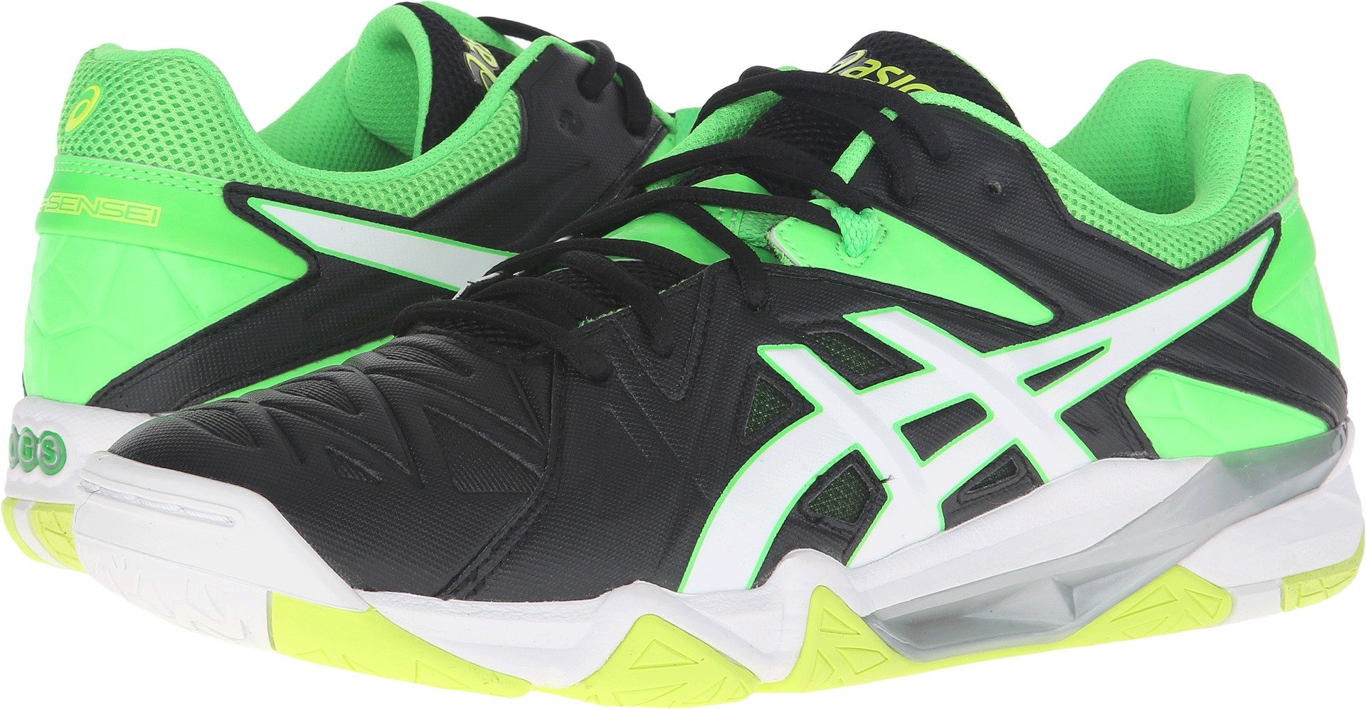ASICS Men's Gel-Cyber Sensei Volleyball Shoe, Black/White/Green Gecko, 6.5 M US