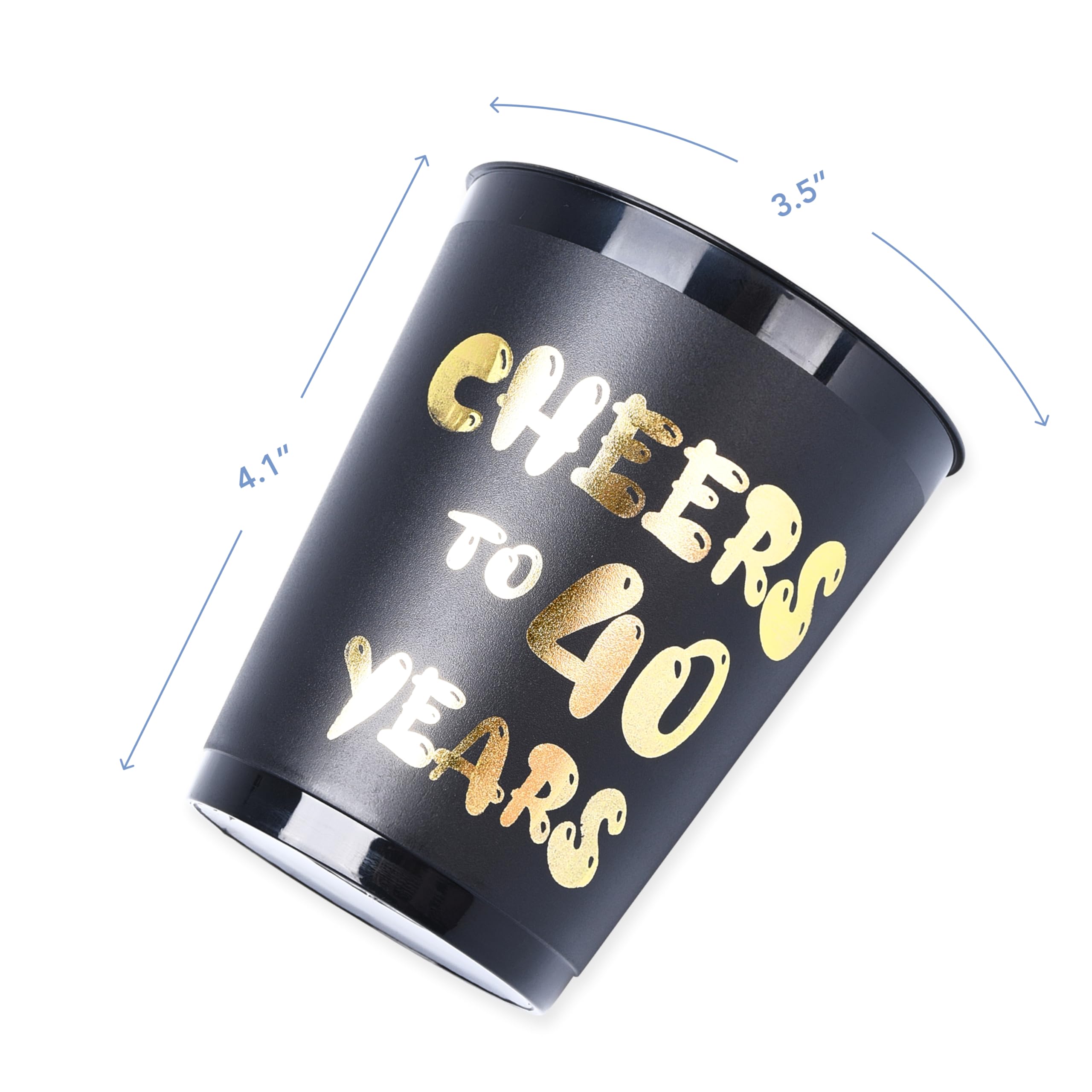 Kunststoffbecher Zum 40. Geburtstag – 12 Stück, 473 Ml, Schwarz & Gold | Wiederverwendbare Partybecher Für Getränke & Shots