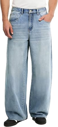 Comdecevis Mens Baggy Fit Jean Pants