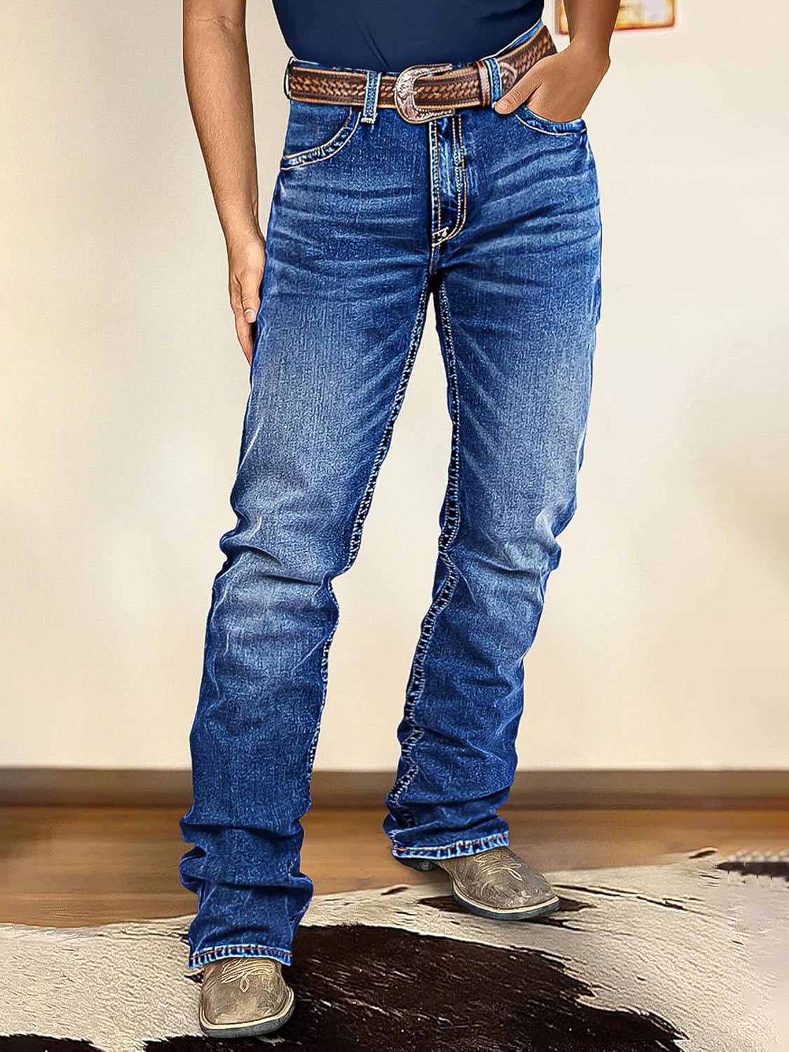 Flamingals Low Rise Boot Cut Jeans for Women Butt Lifting Western Pants with Pockets Flare Jeans Women - Image 3