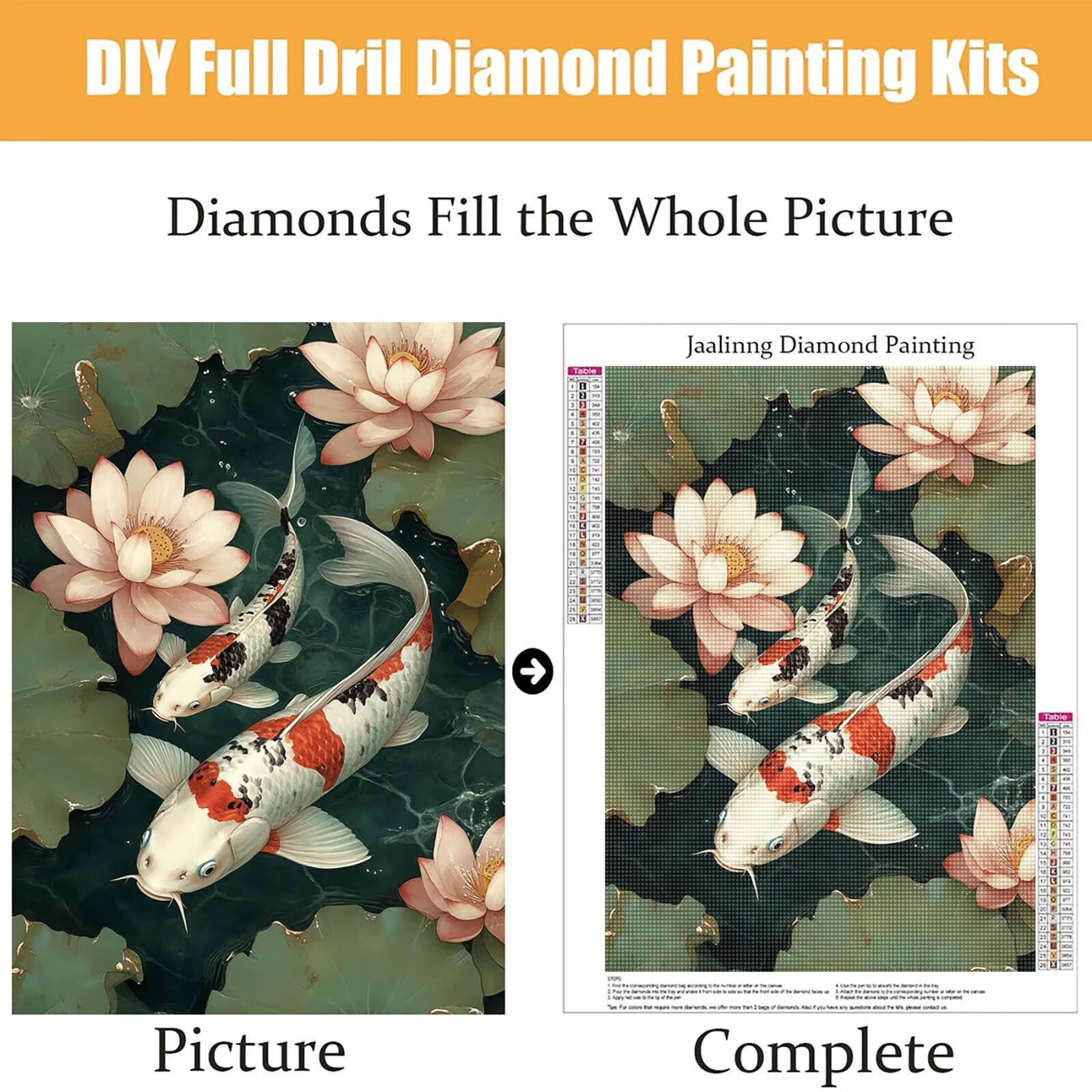 Diamond Painting Kit Completo, Diamond Painting Loto, 5D Quadrato Pittura Diamante Kit Manualidades Adultos DIY Diamantini Crystal Art Disegni Ricamo Punto Croce Artigianale, 60x90cm Pescare j0-996