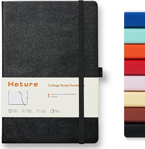 Cuadernos de tapa dura, cuadernos rayados A5 para escribir 160 páginas, 8.2 x 5.5 pulgadas, cuadernos clásicos a rayas para universidad, trabajo,