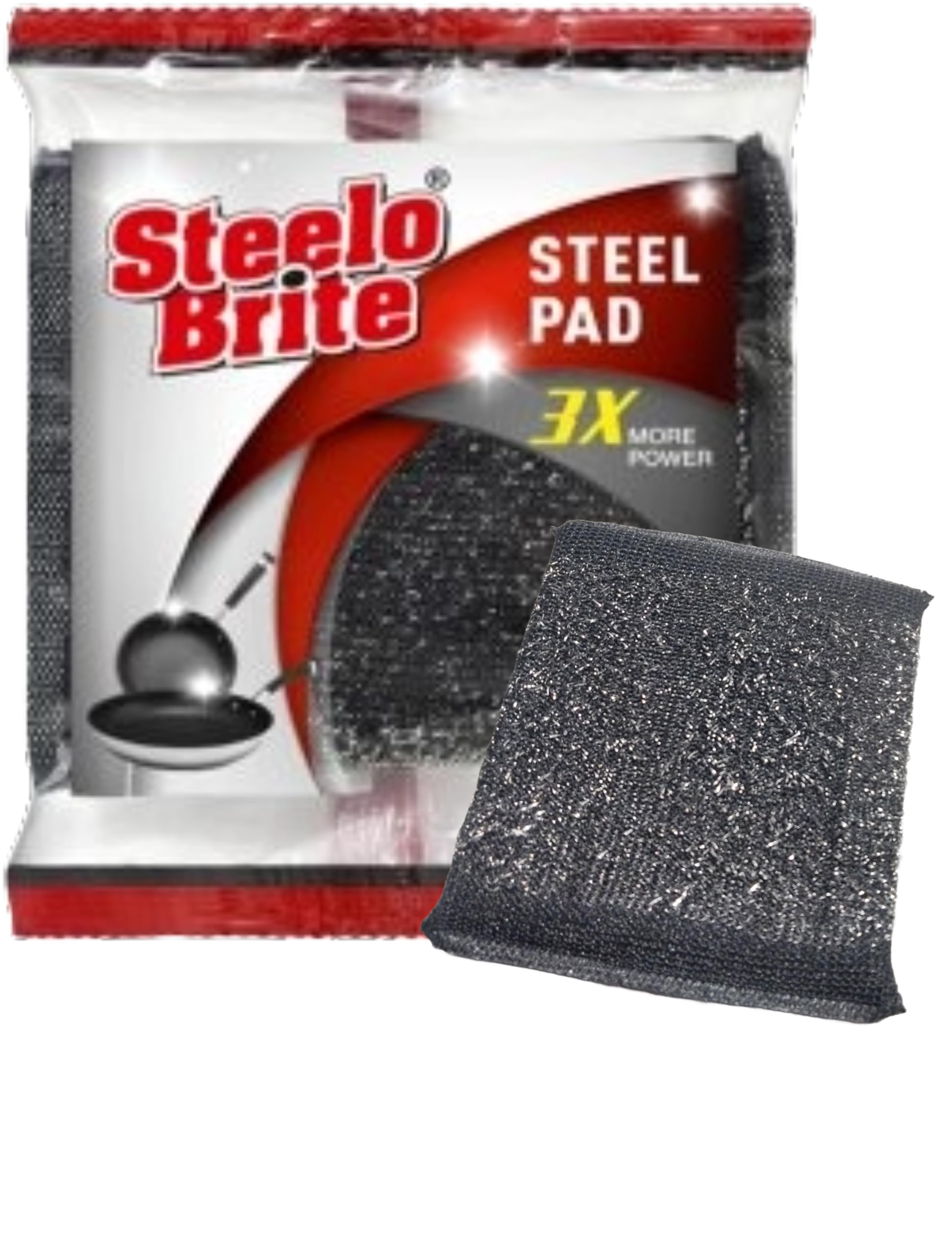 STEELO BRITE 3X Steel Scrub - Kitchen Scrub Stainless Steel Utensil Dish wash, Black Steel Scrubber Pad (Pack of 6) (B0CQMQRR5D) Amazon Price History, Amazon Price Tracker