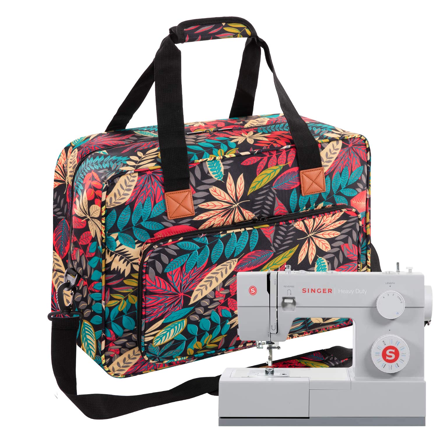AFUOWER Sewing Machine Carrying Case with Shoulder Strap Compatible with Most Singer, Brother, Janom