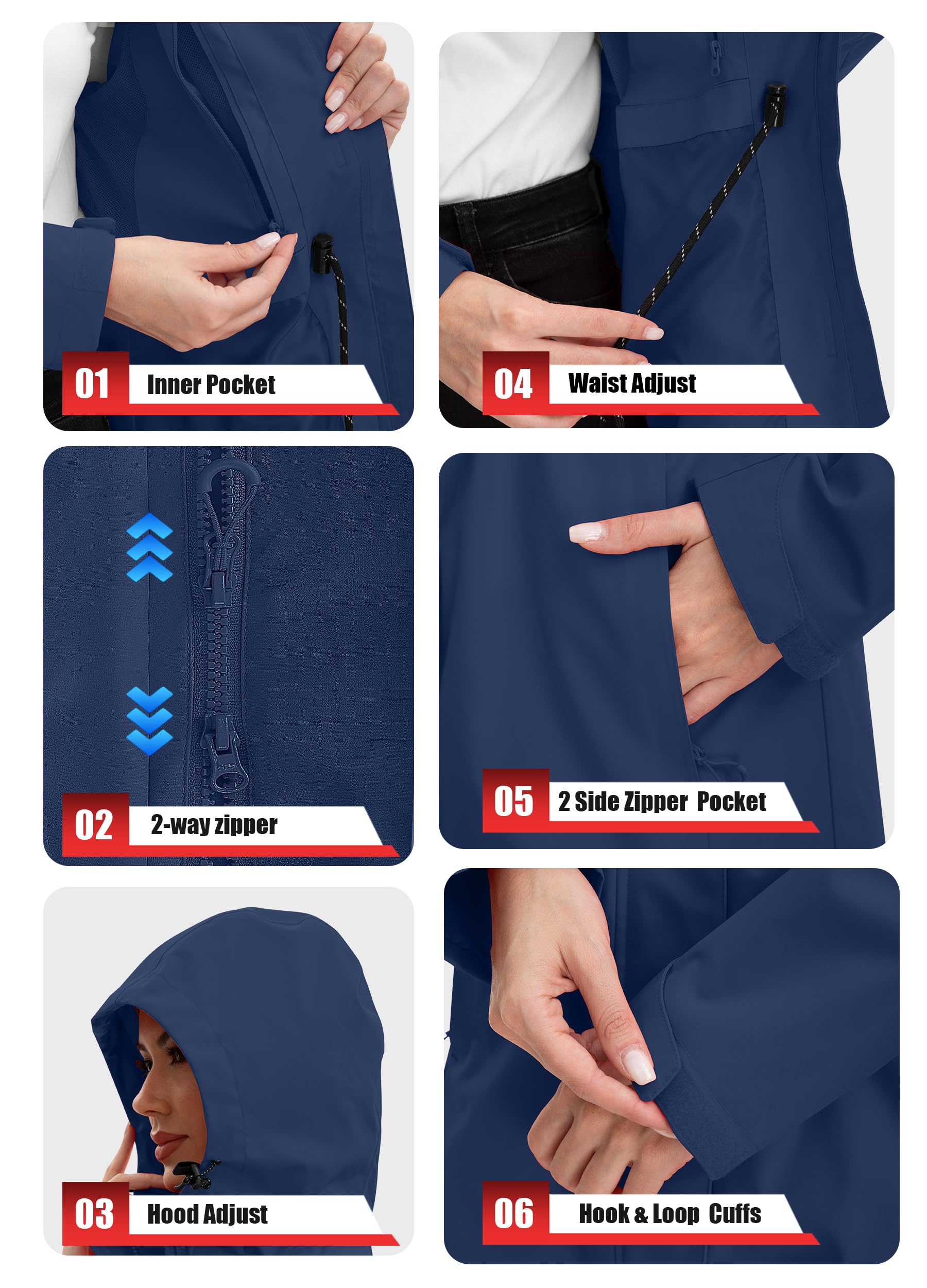 Giacca impermeabile da donna lunga softshell giacca impermeabile da donna trench giacca a vento giacca leggera per le mezze stagioni
