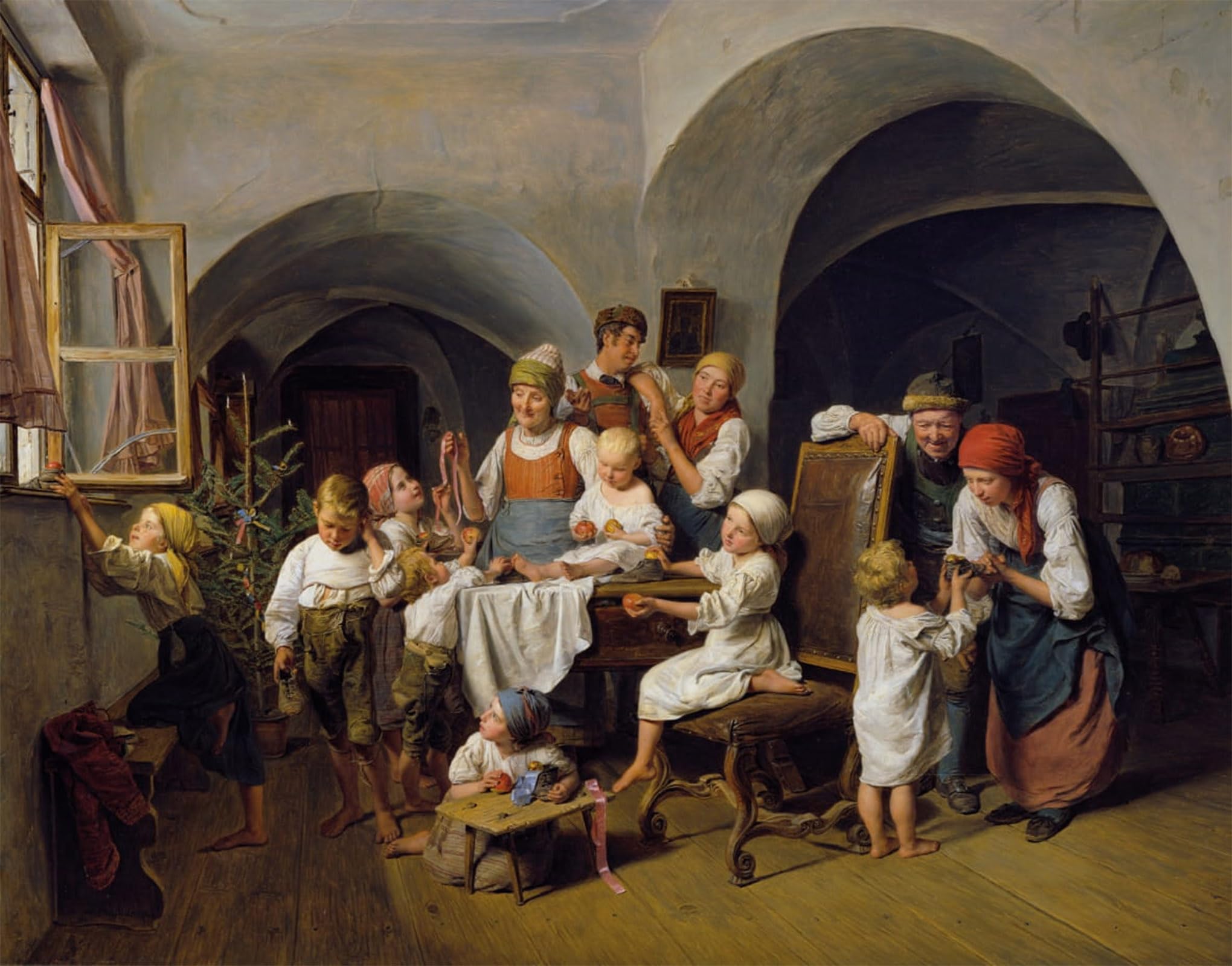 SERENDIPITP Vintage Picture Print on Canvas Wall Art Poster Christtagsmorgen by Ferdinand Georg Waldmuller Artwork Print Poster for Wall Decor 60x90cm