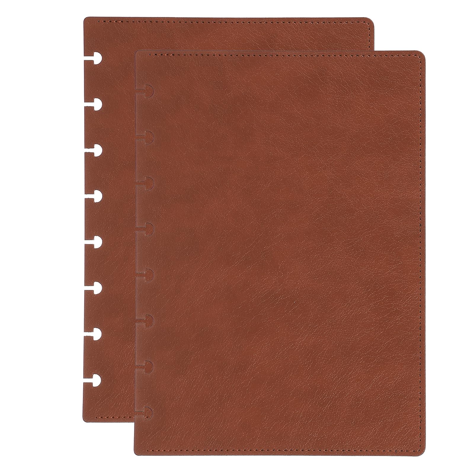 PATIKIL 1 Set Soft Leather Discbound Notebook Cover, 6.3" x 8.66" A5 Size Disc Planner Cover for Disc Notebook Office Product, Dark Brown