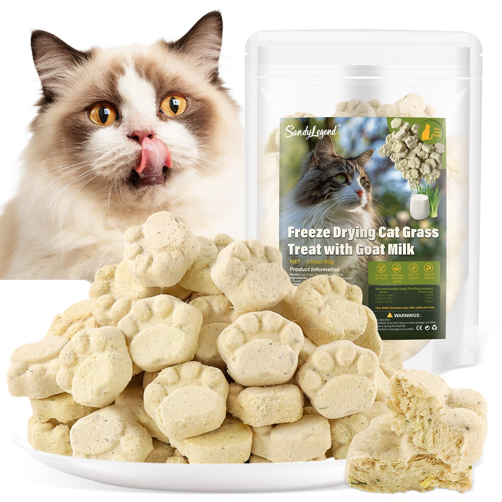 Palitos de dentición de hierba para gatos que eliminan bolas de pelo