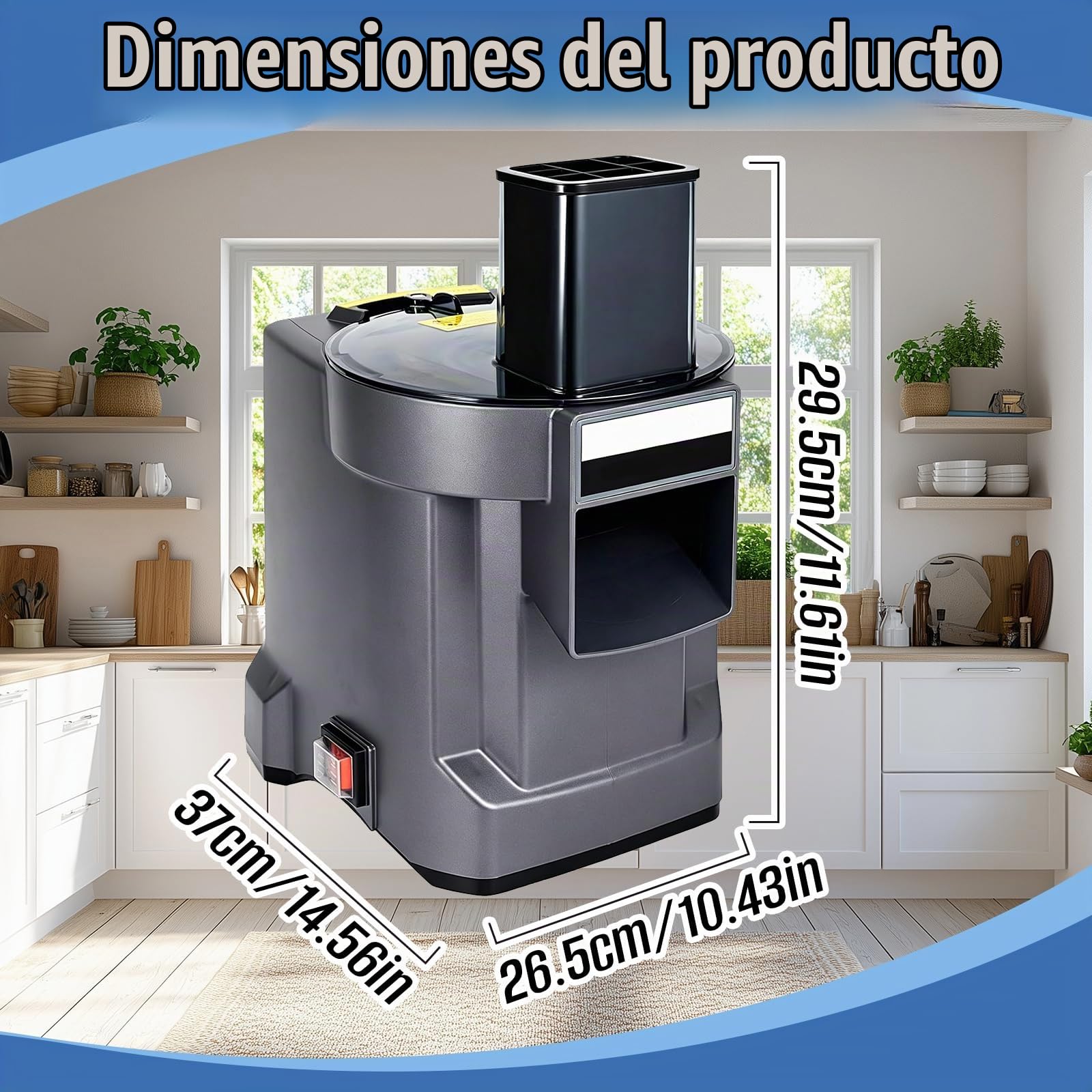 Cortadora EléCtrica Multifuncional De Verduras De 100w Cortadora De Frutas Profesional Con 4 Cuchillas De Acero Inoxidable Para Patatas Zanahorias Cebollas Y Pepinos