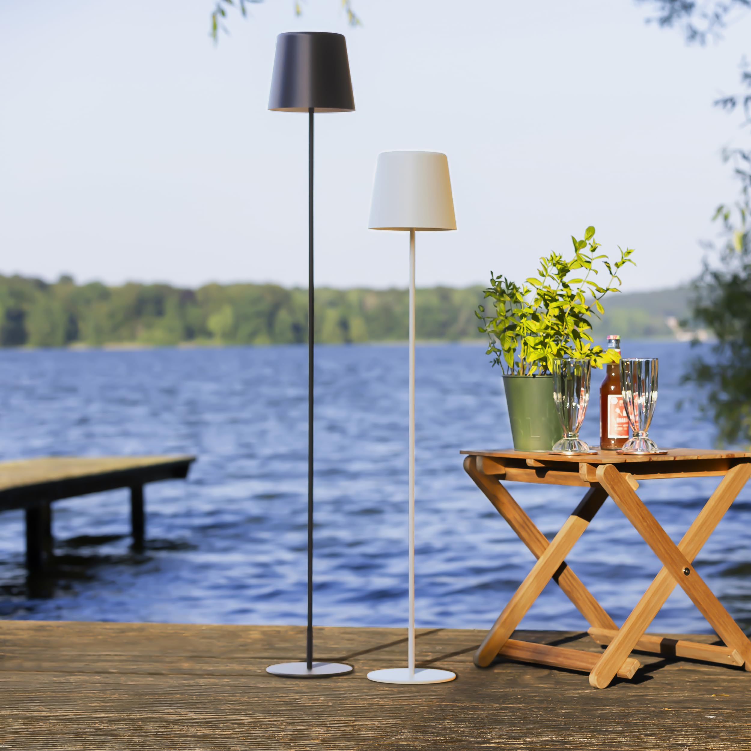Lightbox Lampada da terra a LED interni ed esterni | 129 cm di altezza, Ø 18 cm | lampada da terra nera per esterni con touch dimmer a 3 livelli | mobile/wireless/portatile | ricaricabile