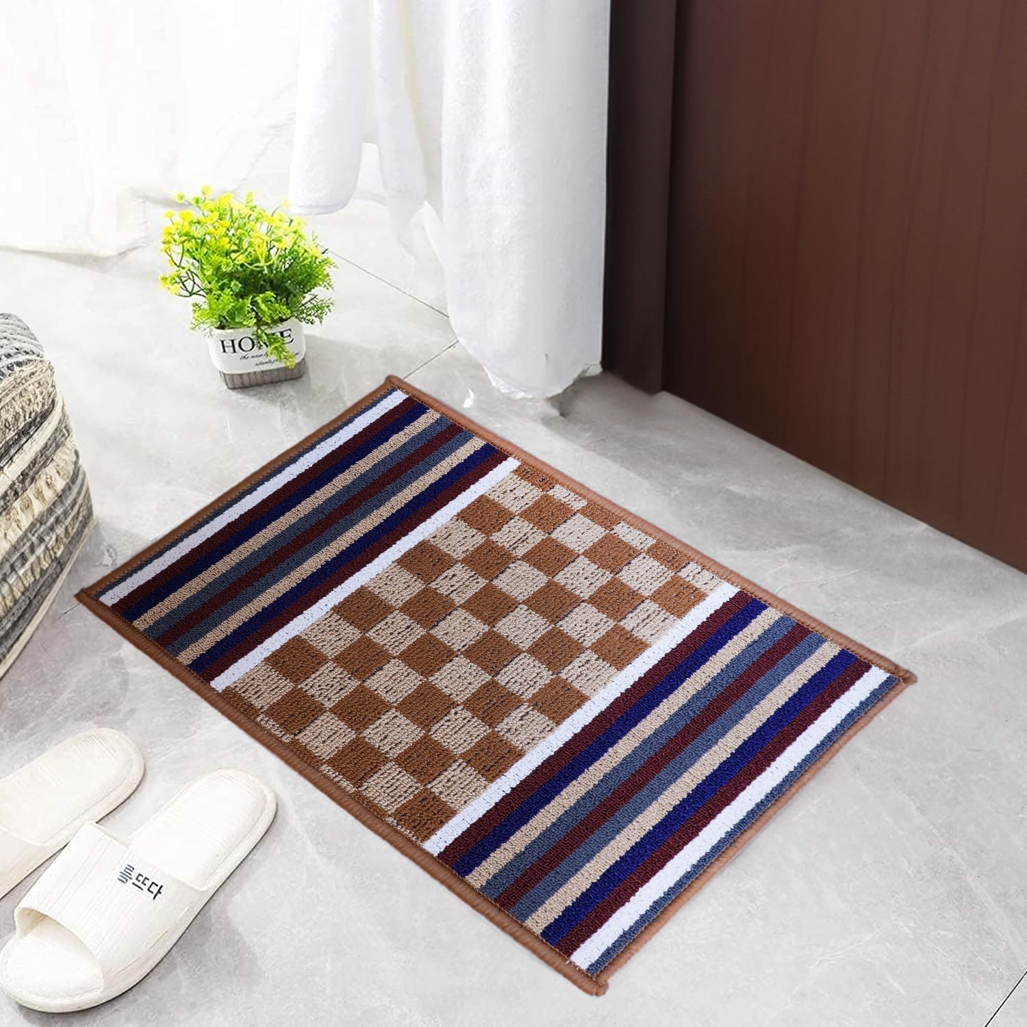 Status Contract Anti Slip Front Monsoon Doormat (38x58cm)| Living Room Rug for Entrance Door|Polypropylene Floor Mat for Home|Essential Small Rug for Office, Bedroom & Kitchen| (Brown), Rectangular (B0D6VZNM2J) Amazon Price History, Amazon Price Tracker