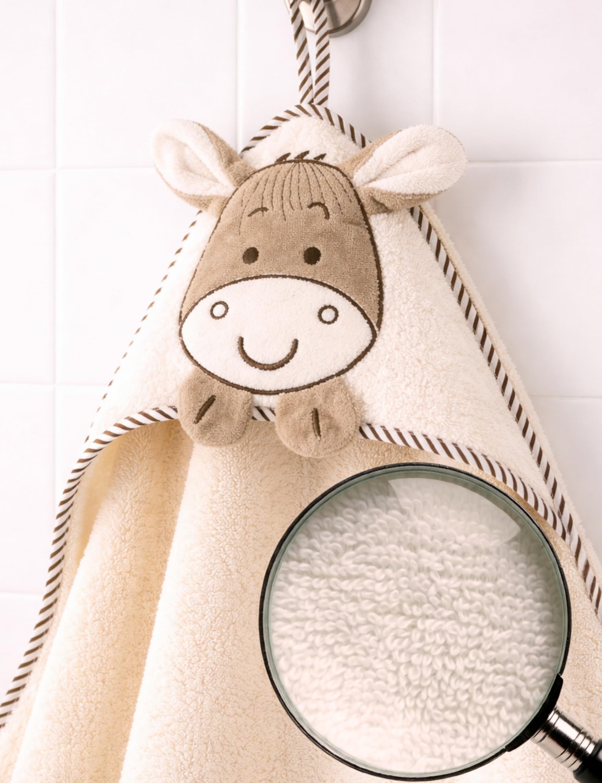 Morgenstern Kapuzenhandtuch Kinder Baby 100 x 100 cm Mädchen & Jungen 100% Baumwolle Frottee Oeko-TEX® Handtuch Badetuch Badehandtuch Esel