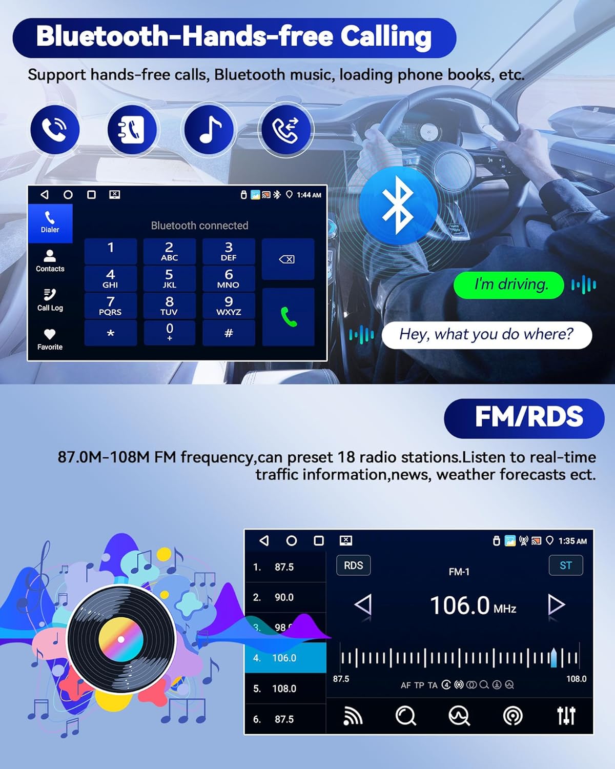 4G+64G for Jeep Compass Patriot 2010-2016 Android 15 Car Stereo, 10.1" Touchscreen Car Radio with Bluetooth, Wireless CarPlay Android Auto, AI DSP/32EQ/GPS/WiFi/SWC + AHD Backup Camera