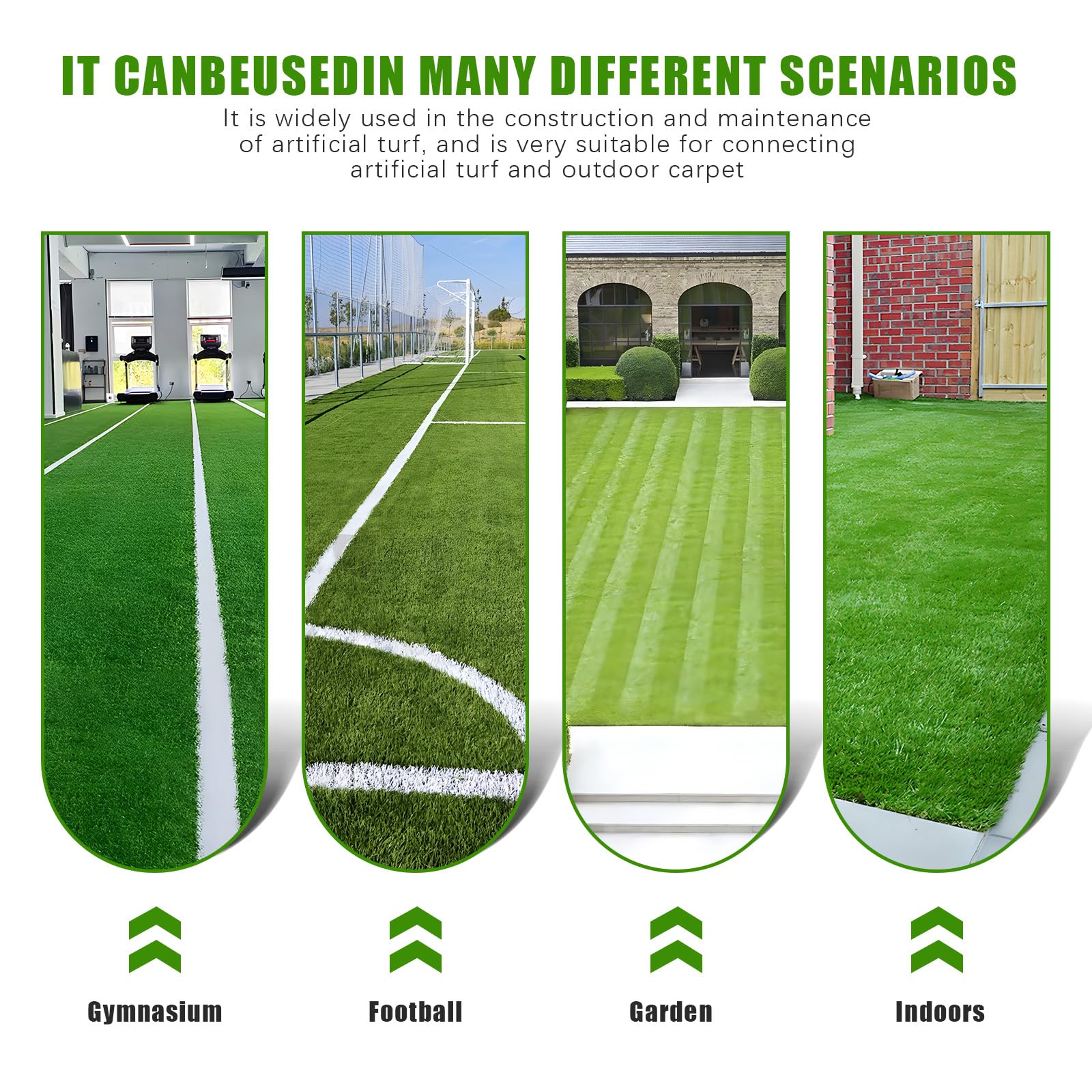 Lot de 2 bandes de gazon artificiel double face 50 mm x 5 m ruban adhésif Vert pour extérieur, jardin, pelouse, moquette