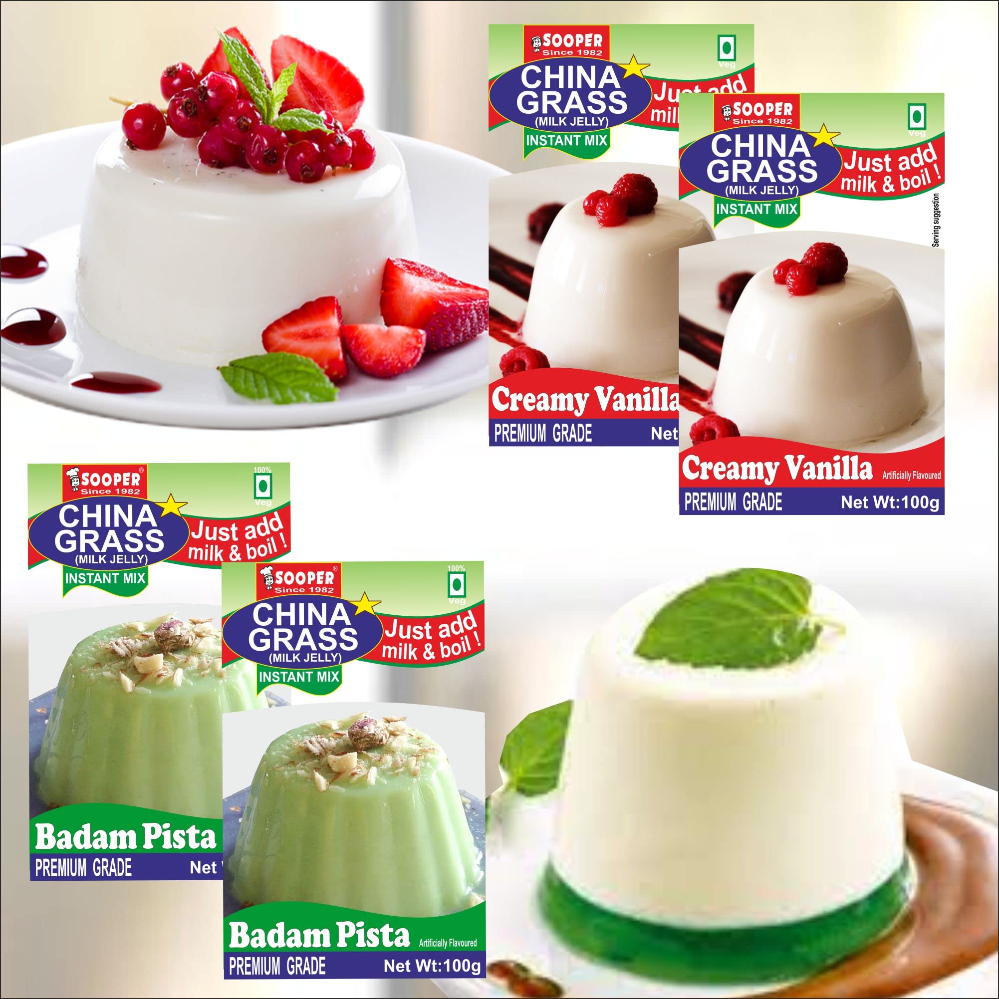 Sooper China Grass Mix Vanilla + Badam Pista 2 Each