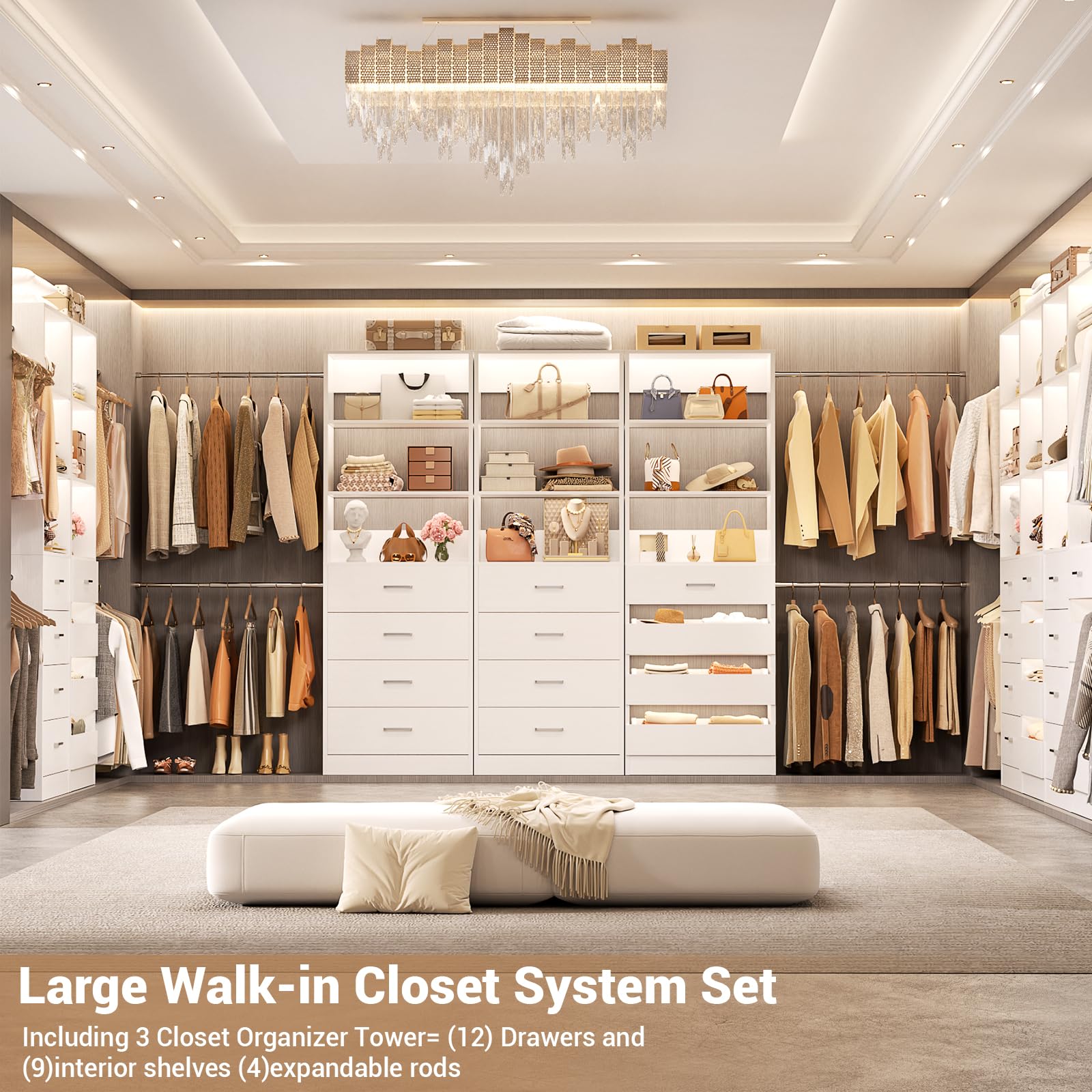 Amazon.com: Aheaplus Closet System with 12 Drawers, 8.5-11.5Ft