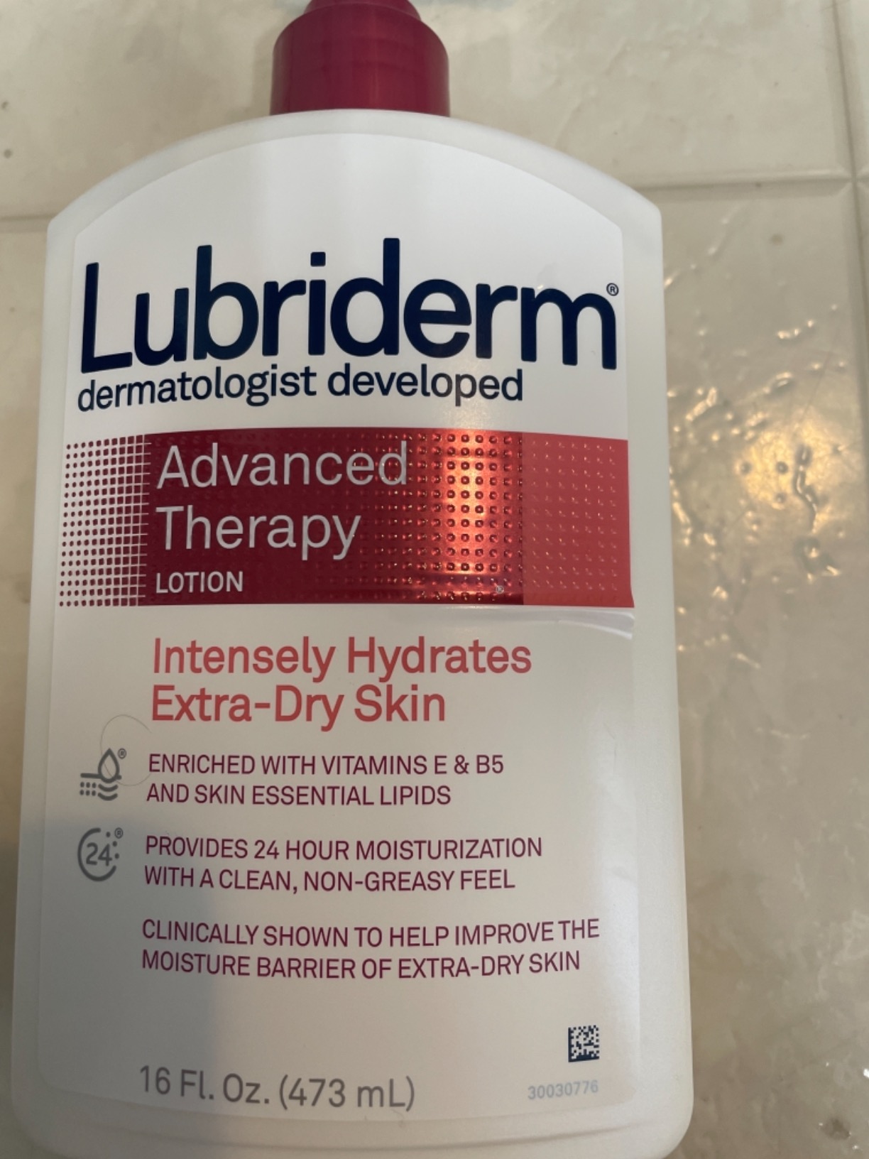 Kenvue Lubriderm Advanced Therapy Fragrance-Free Moisturizing Lotion with Vitamins E and Pro-Vitamin B5, Intense Hydration for Extra Dry Skin, Non-Greasy Formula, Pack of Three, 3 x 16 fl. oz