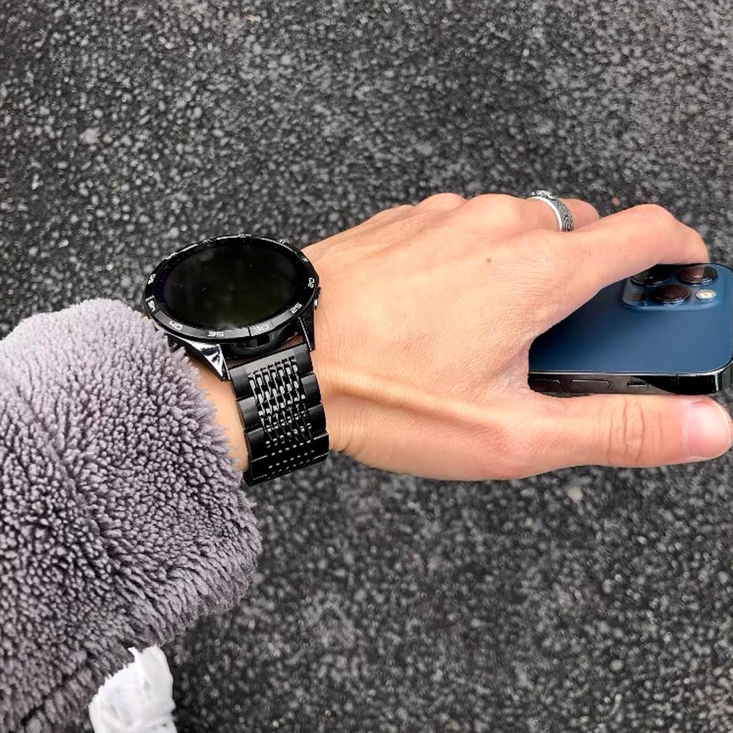 Stainless Steel Watch Band Quick Release Matte Metal Replacement Strap with Double-Lock Deployment Clasp Polished Watch Bracelet 18mm 20mm 22mm 24mm Universal Replacement Band for Men Women - Image 6