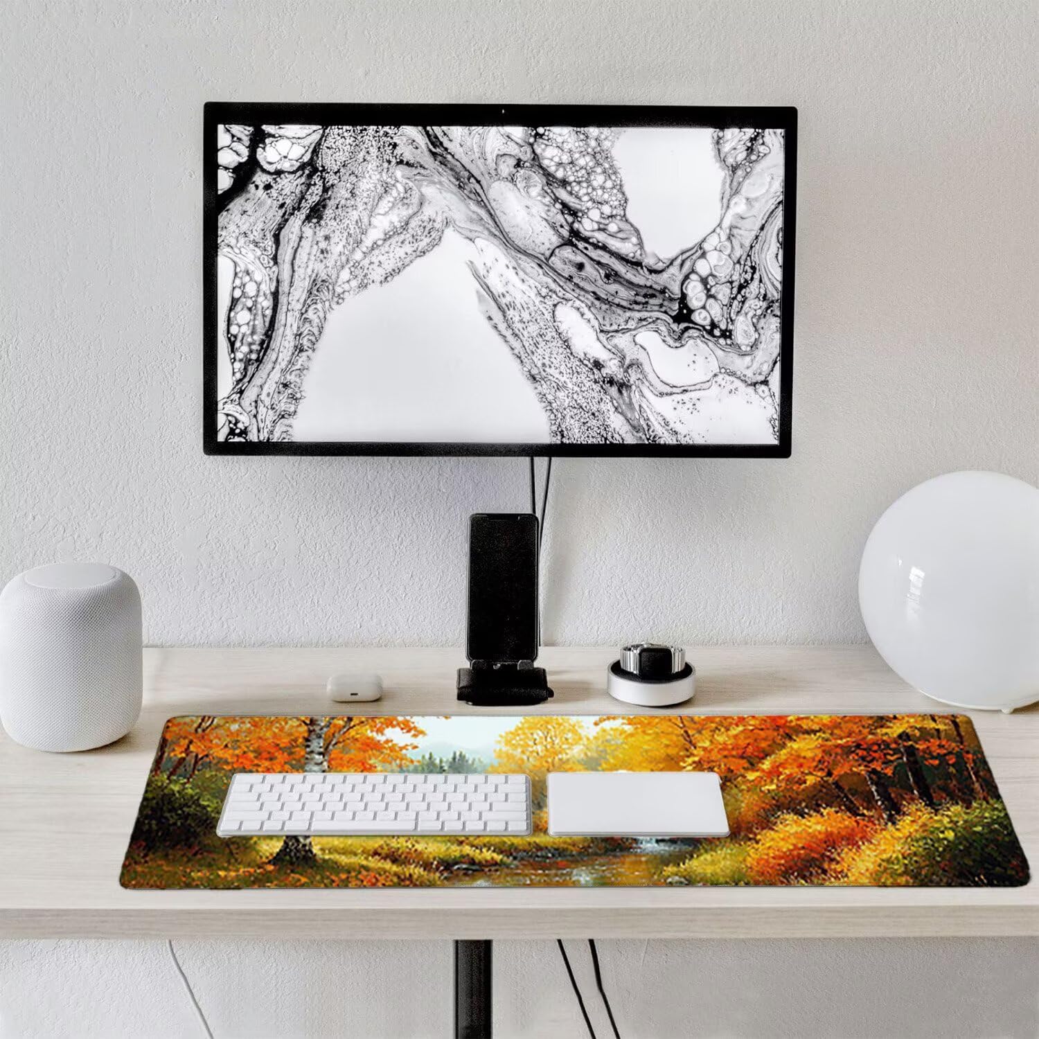 Podkładka pod mysz do gier XXL duża mysz 1600 x 800 mm, duża podkładka pod biurko z antypoślizgową gumową podstawą dla graczy, poprawia precyzję i szybkość (jesienny las) o-662