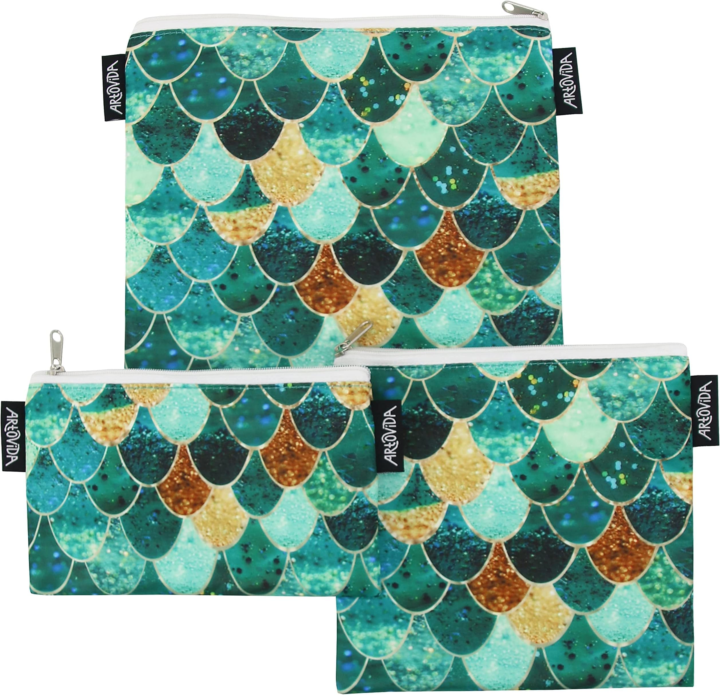 Artists Collective Reusable Lunch Baggies | Snack and Sandwich Bags with Zipper - Improved Dual Layer Design by Monika Strigel (Germany) Really Mermaid