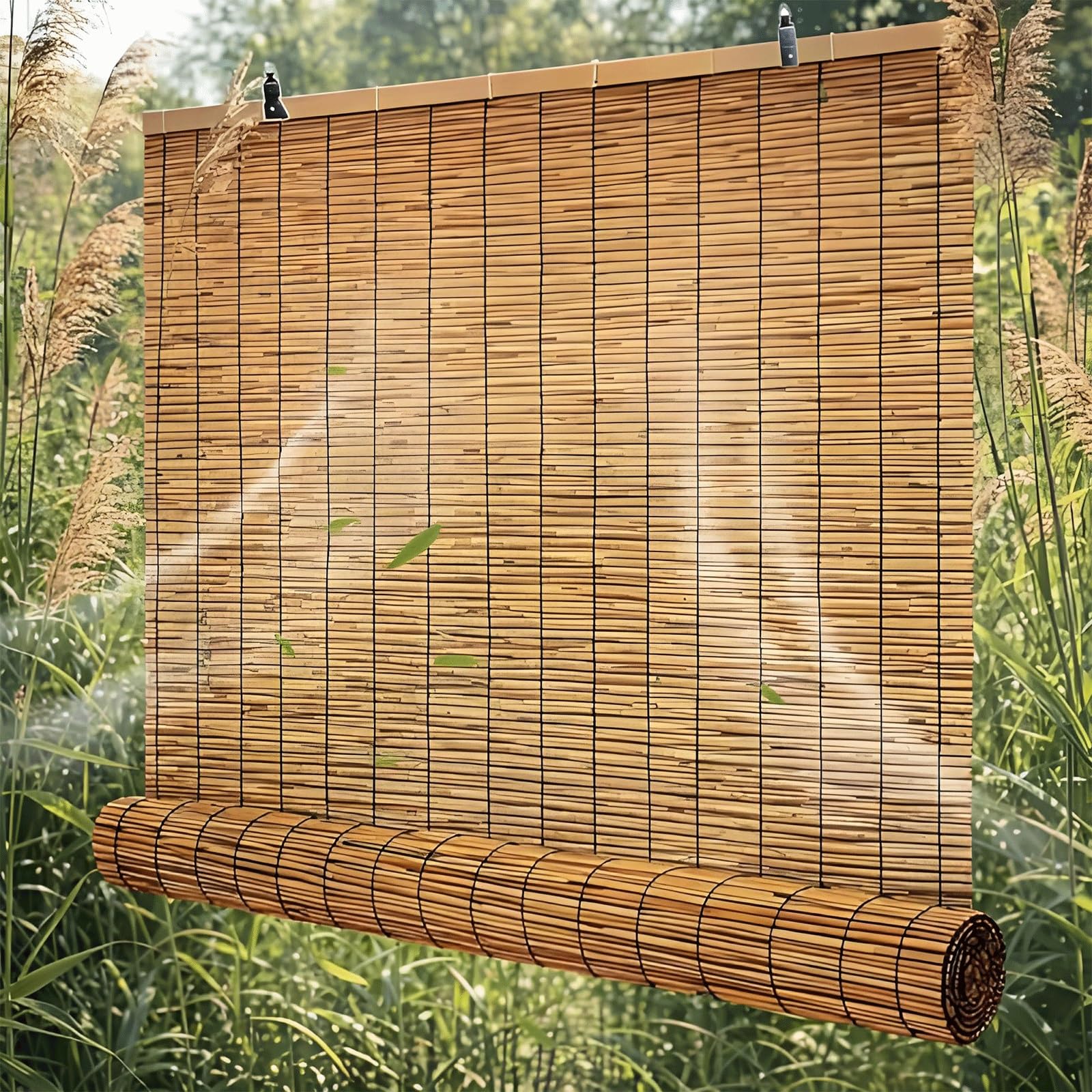 Sunshade, privacy reed curtain for shade, terrace/garden/porch/window shade, easy to install(W90xH180cm)