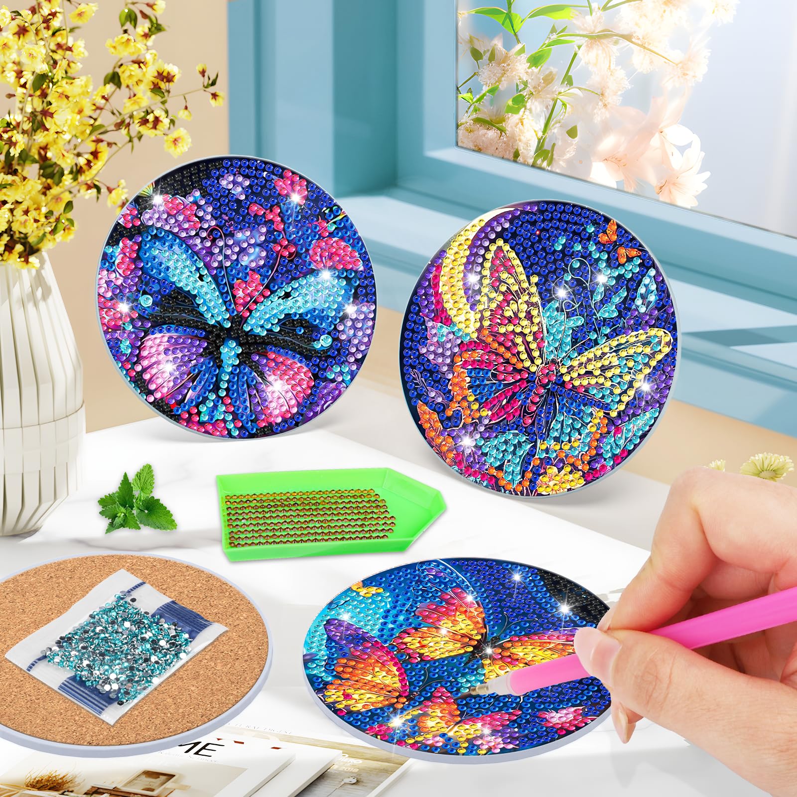Kit De 10 Sous-verres Peinture Diamant – DIY Mandala Avec Support, Pour Adultes, Loisir Créatif - 2