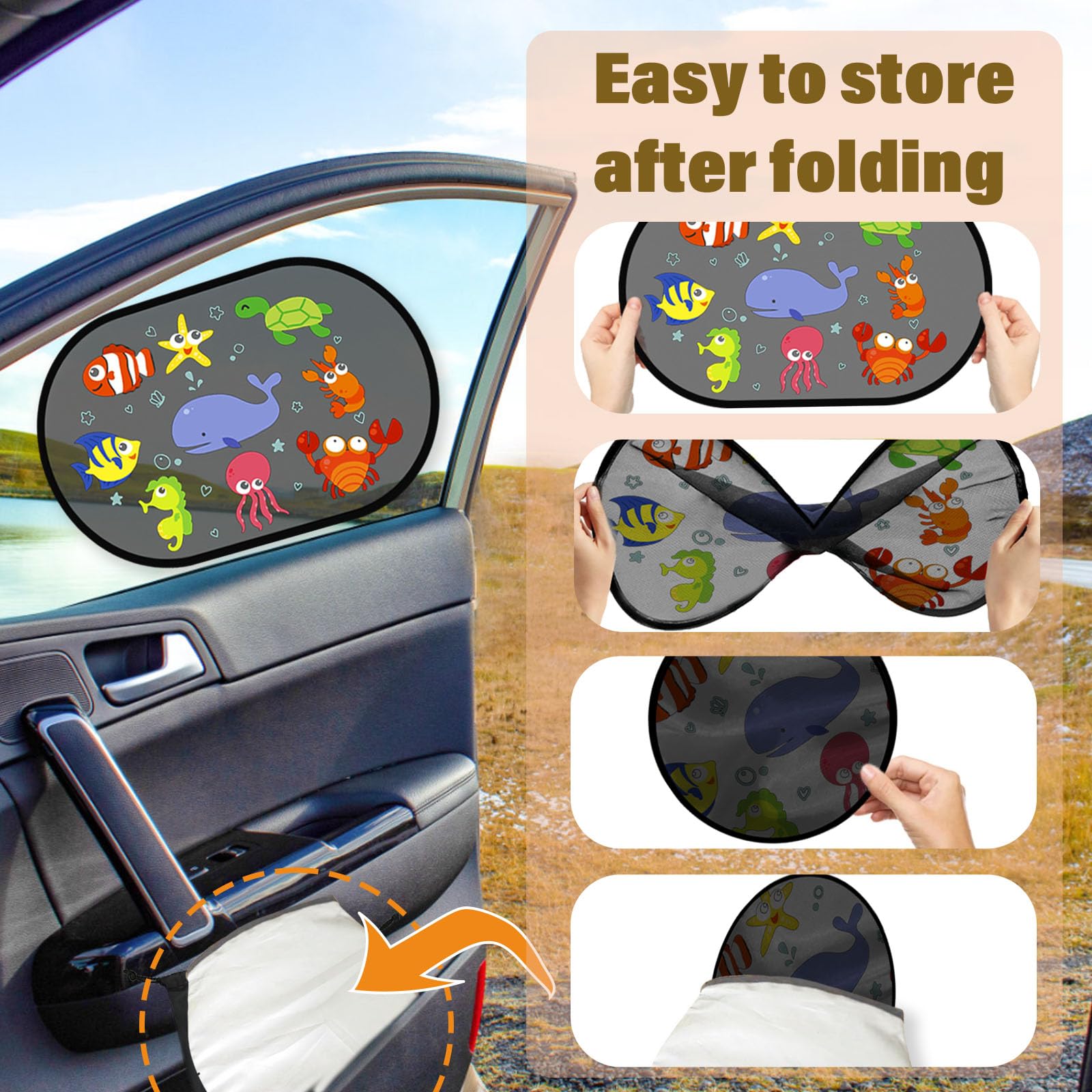 Yuragim Auto Sonnenschutz 4-tlg - Magnetische Fensterabdeckung Mit UV-Schutz