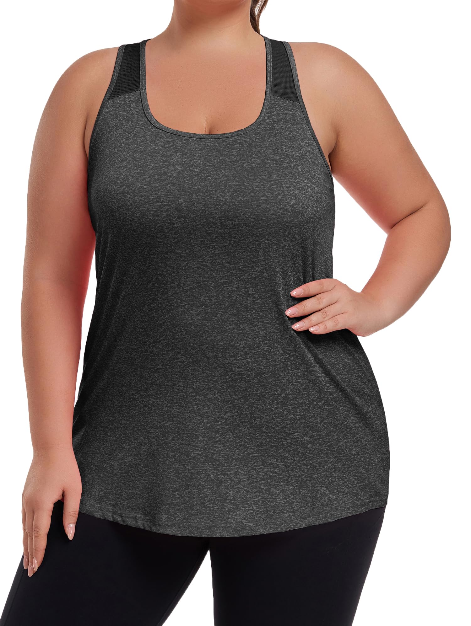 ForHailey Camiseta deportiva sin mangas para mujer, talla grande, con espalda cruzada
