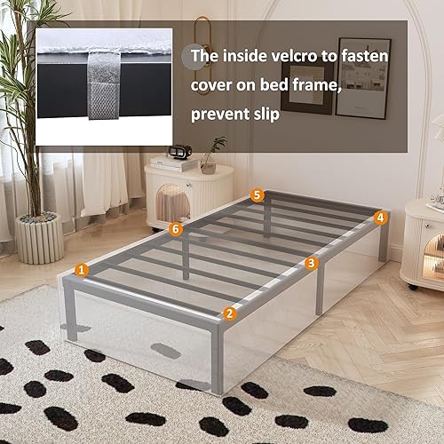 Miniatura 143 de Marco de cama tamaño King no necesita somier, plataforma de cama King resistente de 8 pulgadas, soporta hasta 3000 libras, fácil montaje, sin ruido,