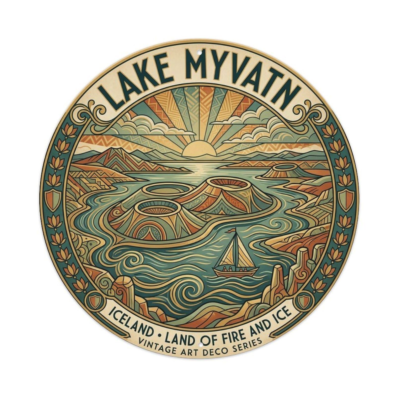 Fqnyr Style Metal Tin Sign Vintage Travel Myvatn Iceland Nature
