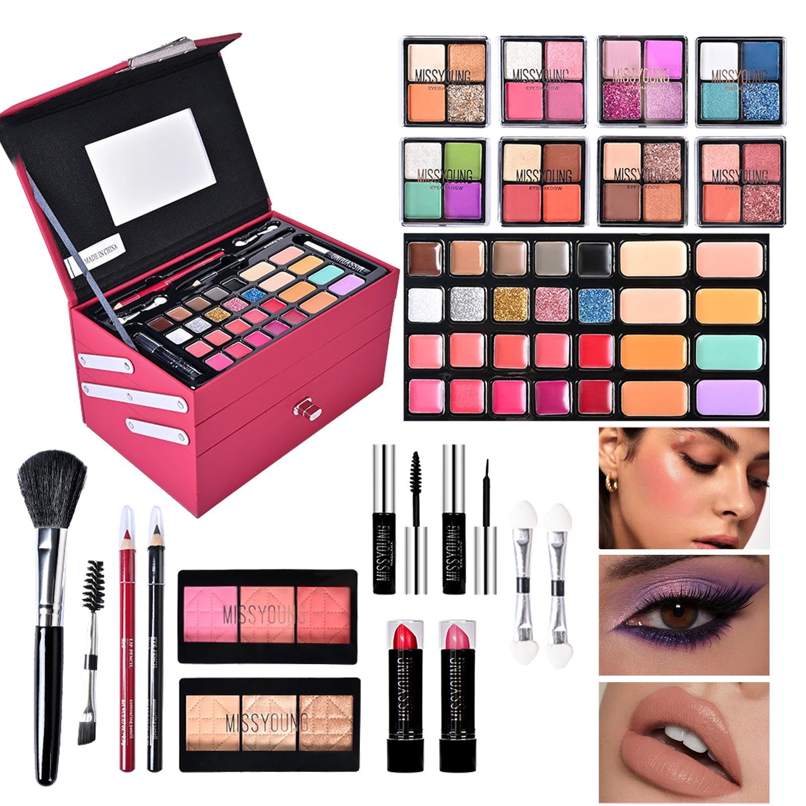 Make-up Set für Damen, komplettes Make-up-Set, Anfänger-Make-up-Set, komplettes Kosmetik-Set für Anfänger und Profis, inkl. Kosmetik und | komplettes Kosmetik-Set für Anfänger und Profis, inkl. Kosmetik und