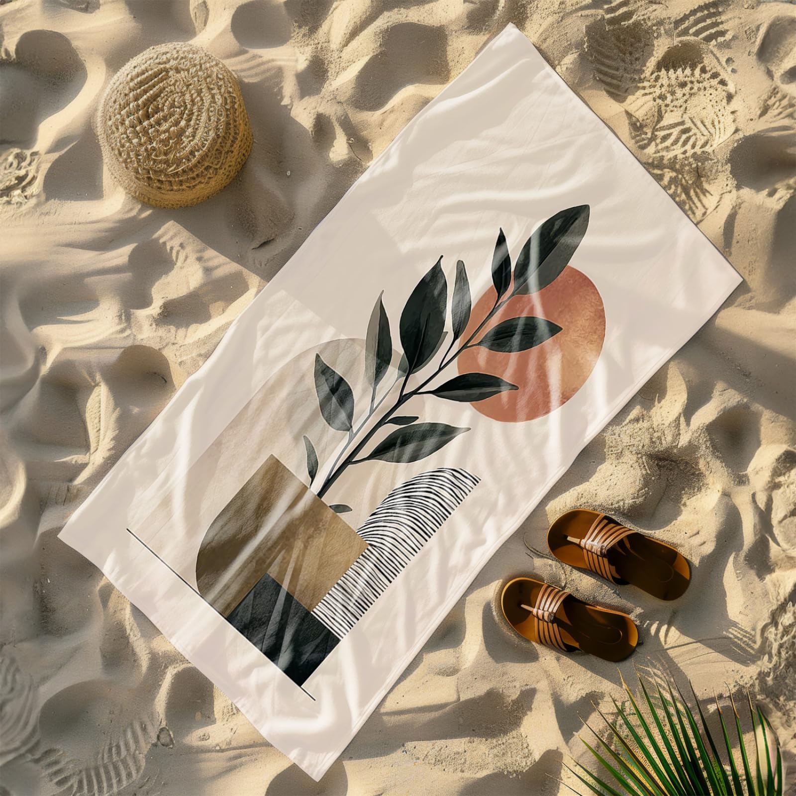 Générique Serviette de Plage XXL Modèle Vert Orange Profond | Grande Taille Serviette de Plage et Douche Avec Elastique Microfibre Absorbante et Légère Sport Séchage Rapide