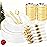 WELLIFE 210 Piece Gold Plastic Dinnerware Set, Include: 30 Dinner Plates, 30 Dessert Plates, 30 Pre Rolled Napkins with Silverware and 30 Cups