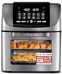 Friteuse à air Gourmia - four rotatif tout-en-un de 14 Qt avec affichage numérique, 12 presets, rôtir, cuire, griller, déshydrater, accessoires lavables au lave-vaisselle, acier inoxydable