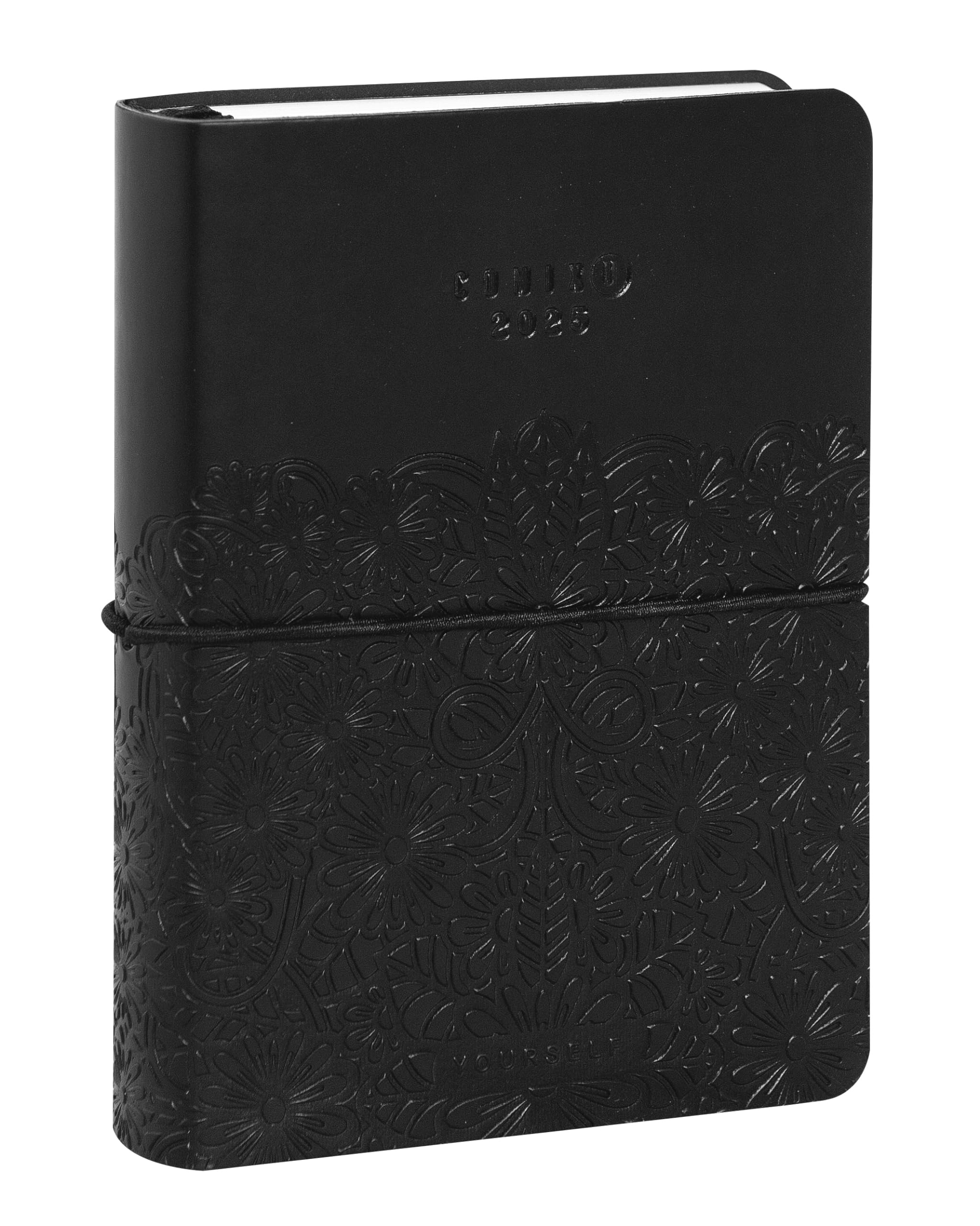 Comix U YOURSELF Mini Daily Diary 2024-2025, 16 Months, Soft Cover with Elastic and 448 Pages, Ideal for School and University, 11 x 15.2 cm, Black
