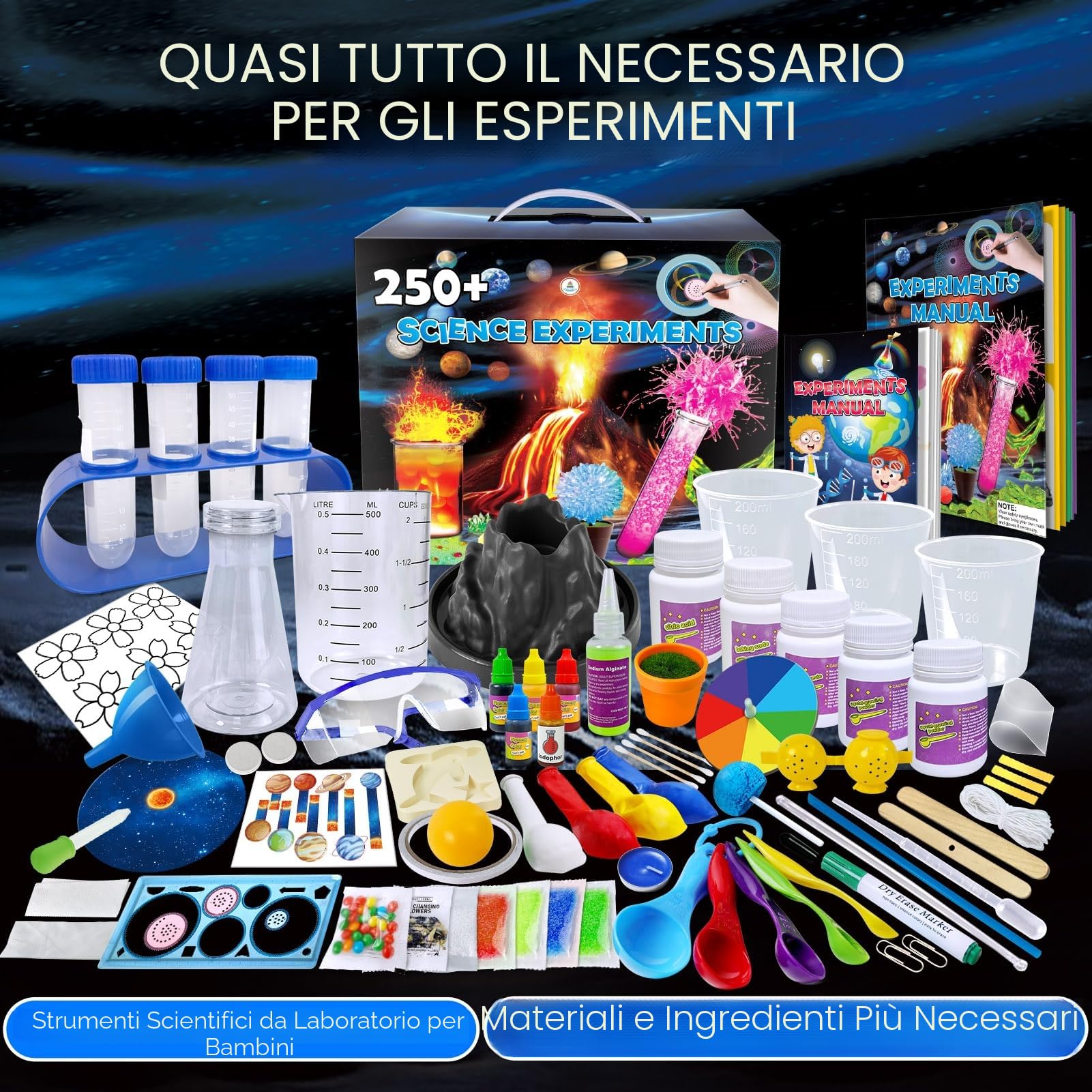 UNGLINGA 250+ Esperimenti Kit Scientifici per Bambini, Set di Chimica, Vulcano, Progetto Scienza Giocattoli STIM per Ragazzi Ragazze Apprendimento Regali Educativi Set