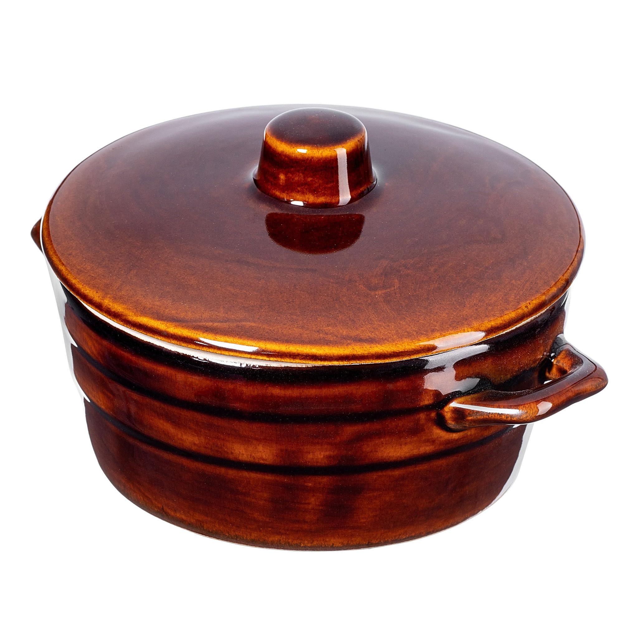 KADAX Garnek z kamionki, garnek ceramiczny z bocznymi uchwytami i pokrywą, kociołek kamionkowy odporny na mycie w zmywarce, ceramiczny garnek do fermentacji rzemieślniczej, słoik do konserw