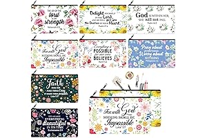 Christian Cosmetic Bags Set - 8Pcs Inspirational Bible Verse Pencil Pouch Motivational Gifts with Prayers