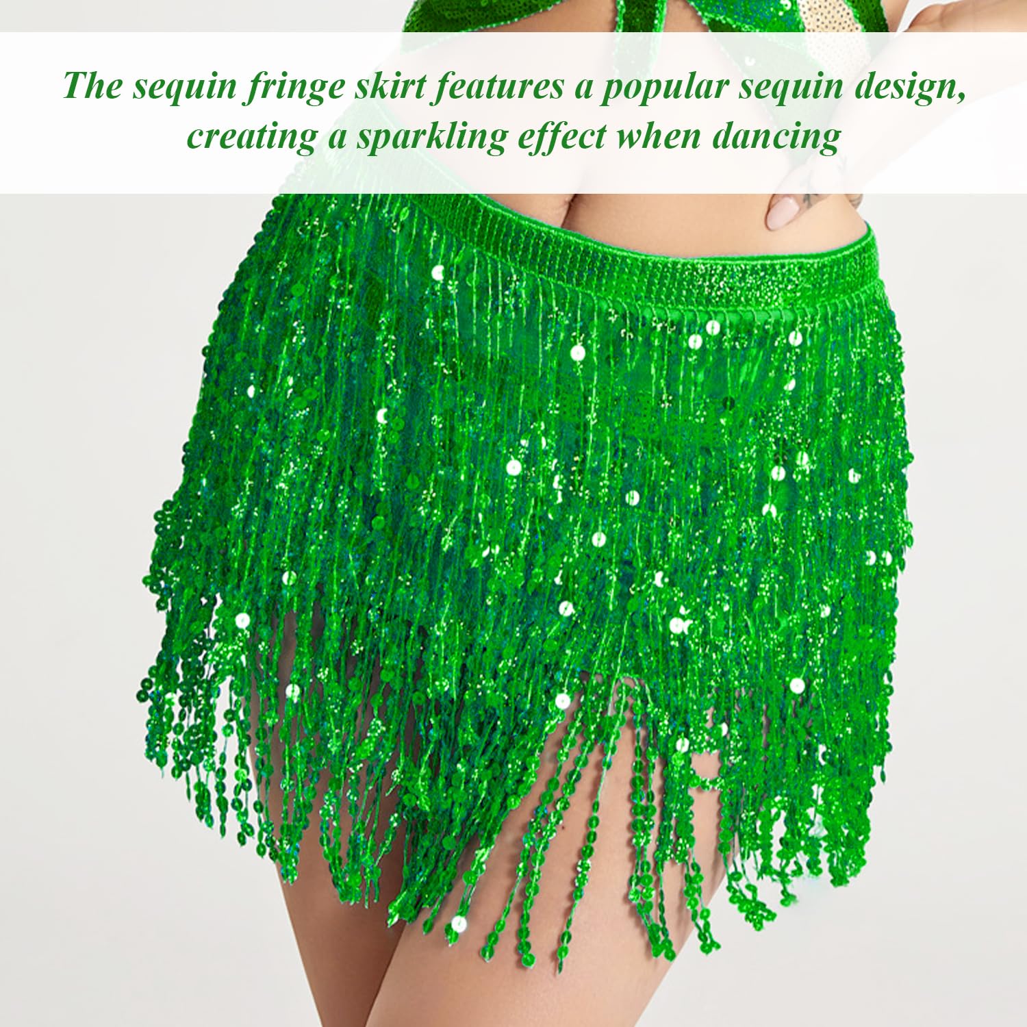 1 Falda con Flecos De Lentejuelas, 1 Gafas De Estrella Y 1 Bufanda con Flores De Anacardo, Traje De Espectáculo De Danza, Falda Brillante