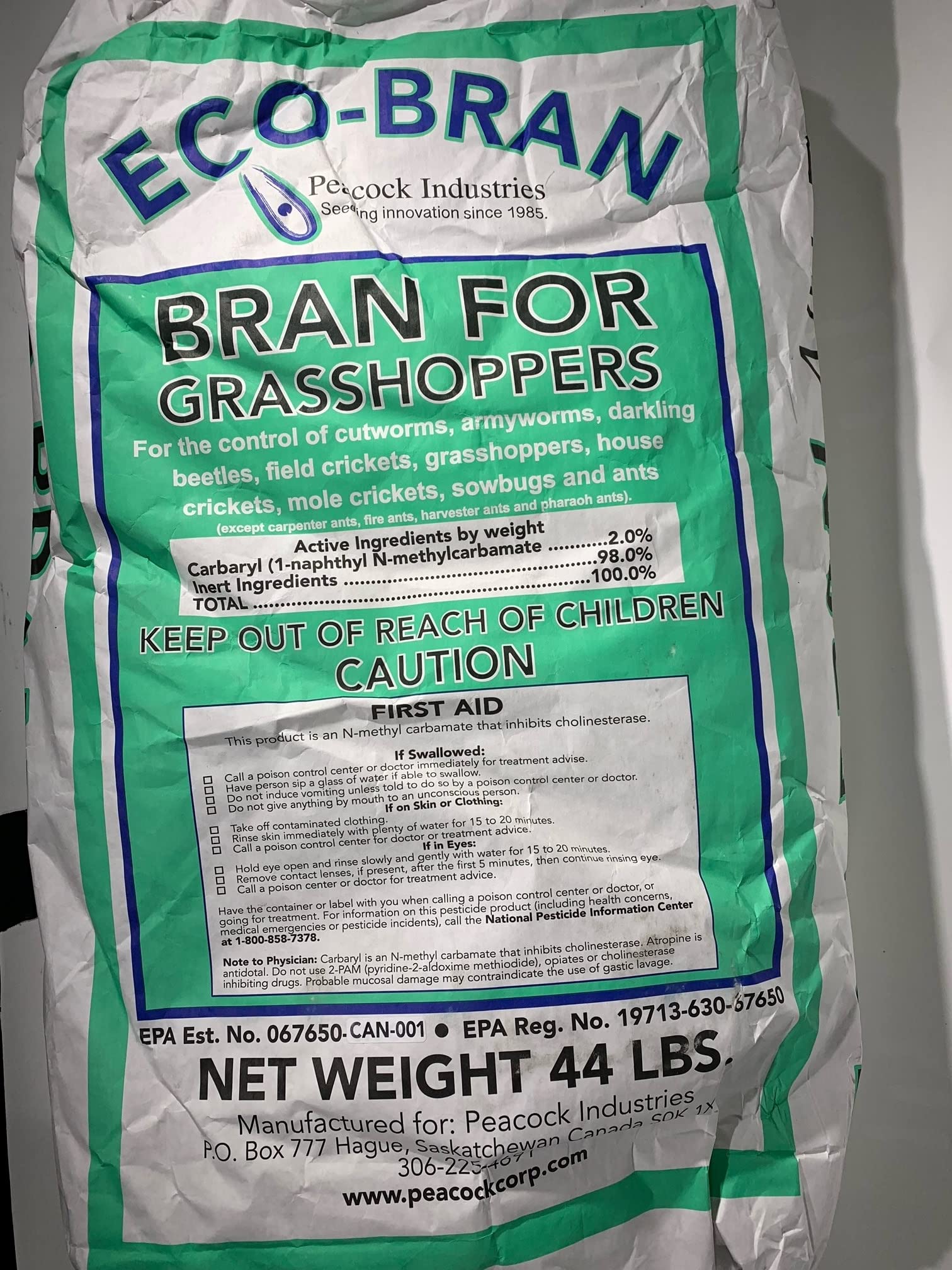 Eco Bran Grasshopper Bait 44lb by Peacock