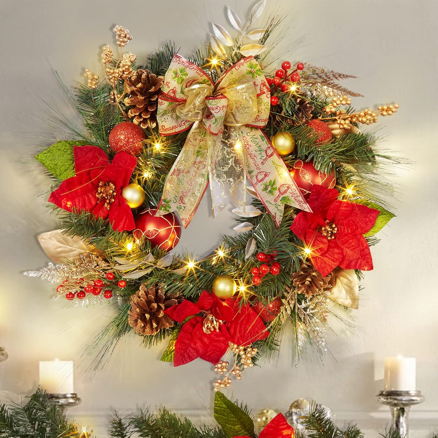 Buy Prelit Christmas Wreath, Light Battery Operated Christmas Wreath