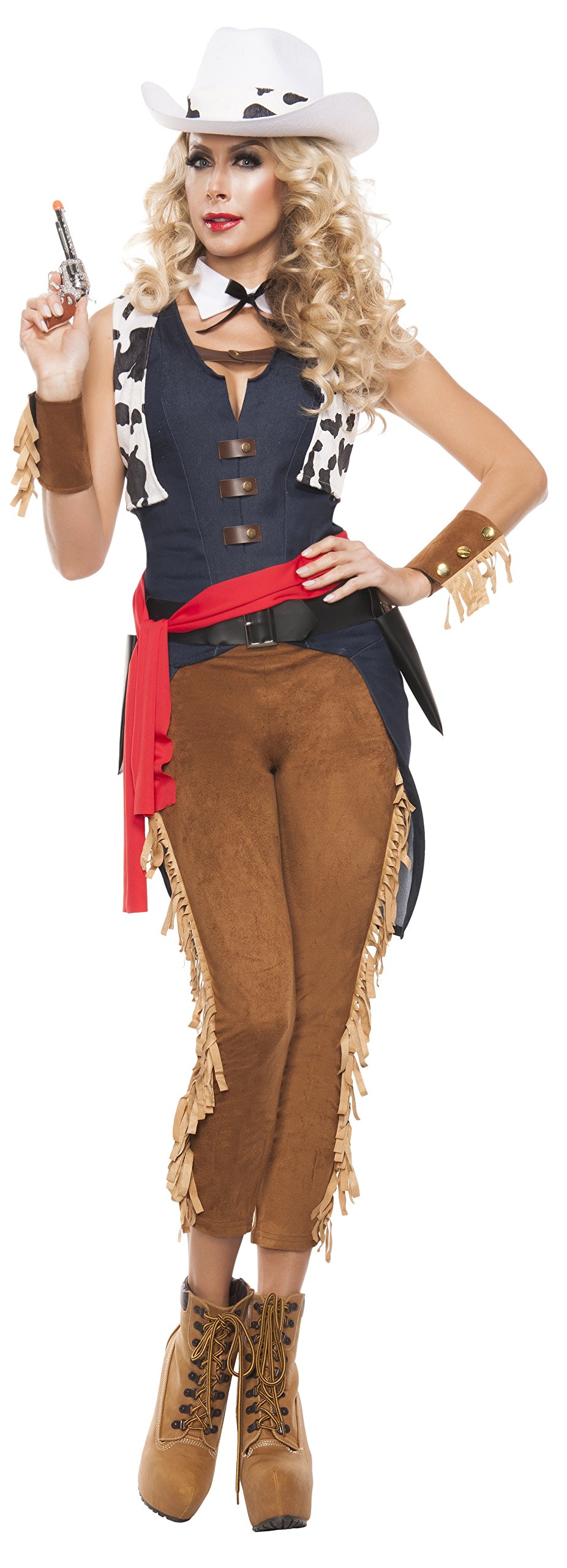 Starline Women's Wild Wild West Sexy Cowgirl Deluxe 8 Piece Costume Set, Brown/Blue, S