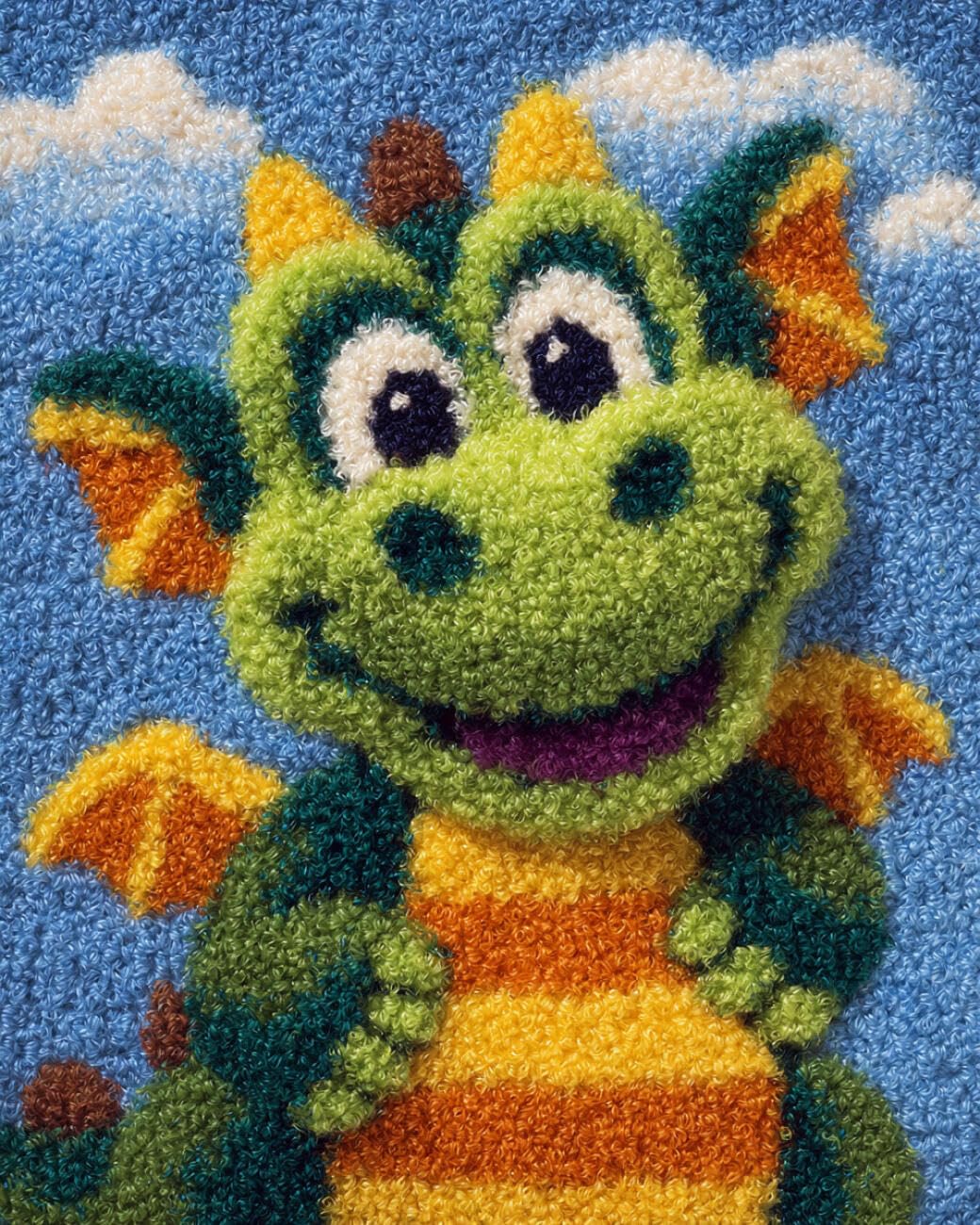 AMBATTERY Latch Hook Kits Carpet Colorful Dragon 60x90cm