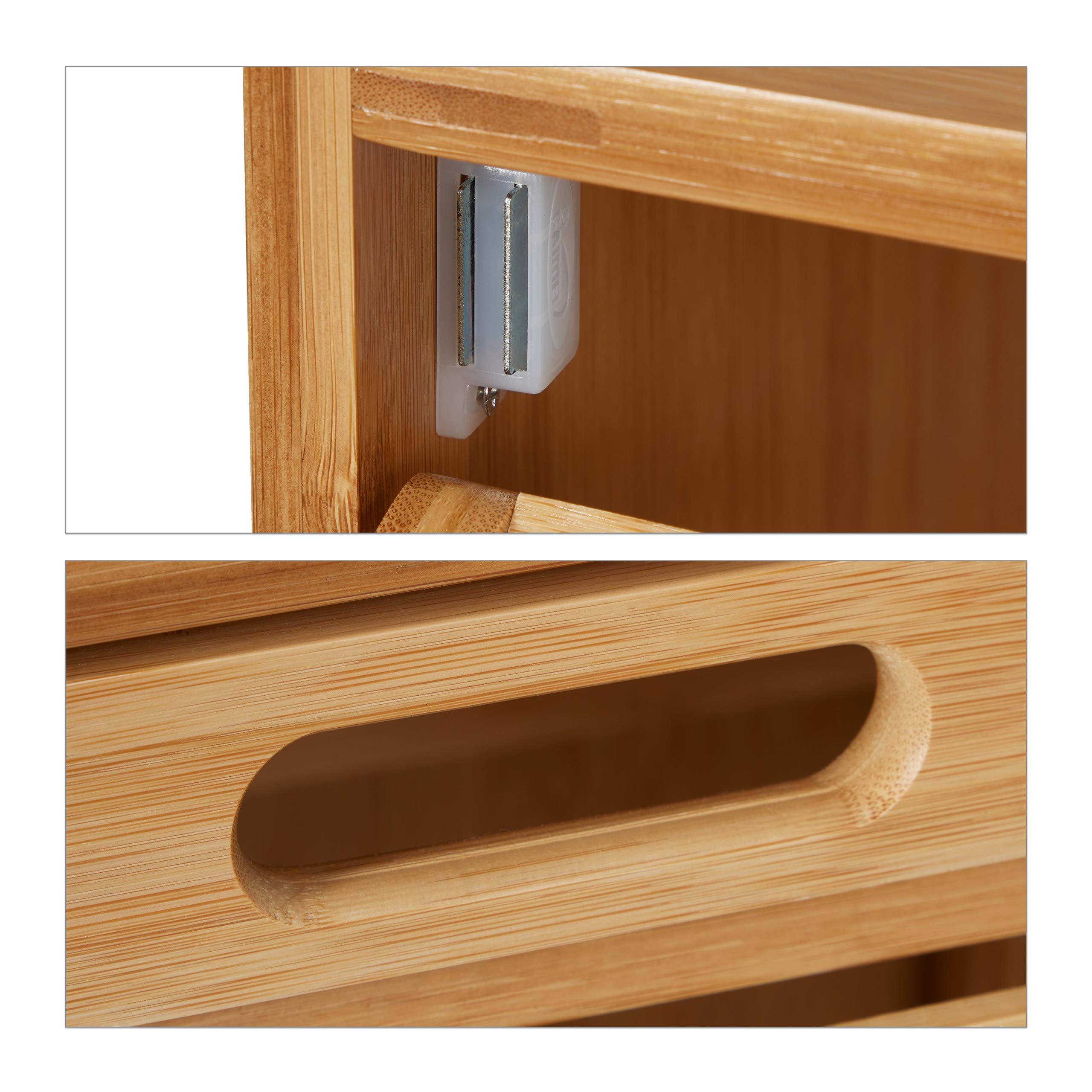 Relaxdays Mobile Portabiancheria, Mobiletto Bagno in Bambù con Cesta per Biancheria, HLP 100 x 45,5 x 33,5 cm, naturale