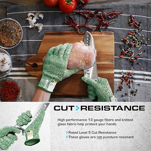Vista 30 de Glove Station Ultra Durable Series Cut Resistant Gloves - Cutting Gloves for Chefs, BBQ and Cooking - Level 5 Protection Gris granito
