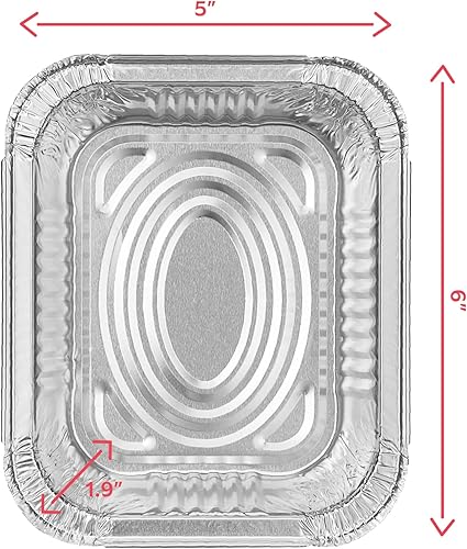 Miniatura 2 de Comfy Package 50 juegos de sartenes desechables de papel de aluminio de 2 libras con tapas, sartenes para llevar de 8 x 5 pulgadas, con tapas de