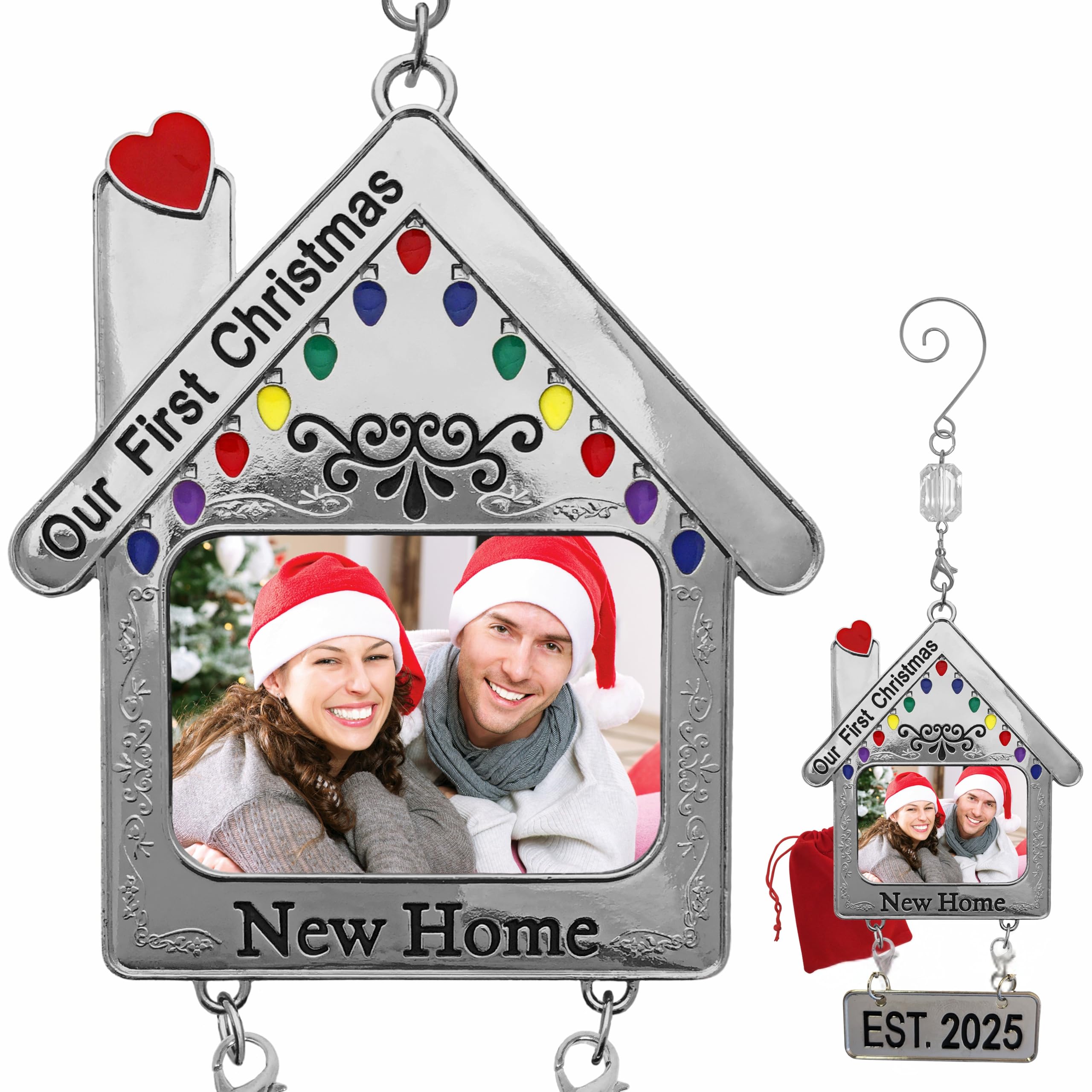 Our New Home Photo Christmas Ornament - First Christmas in Our New Home EST. 2025 - House Warming Present for New Homeowners - Gift-Storage Bag Included - 4