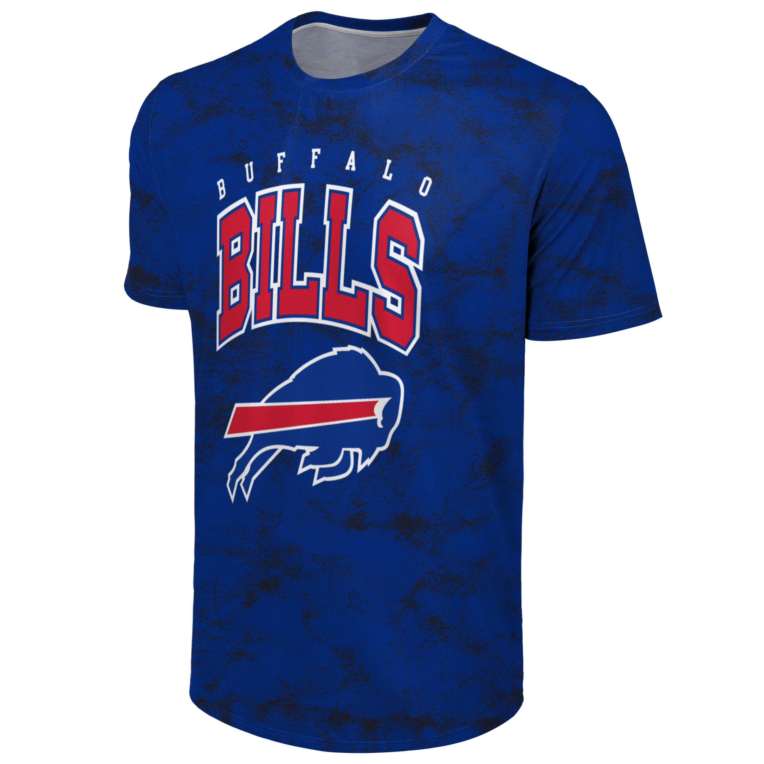FOCO NFL Men's Officially Licensed Big Logo Wordmark Camo Performance Game Day Team Color Crewneck T-Shirt, Buffalo Bills - Blue, XXL