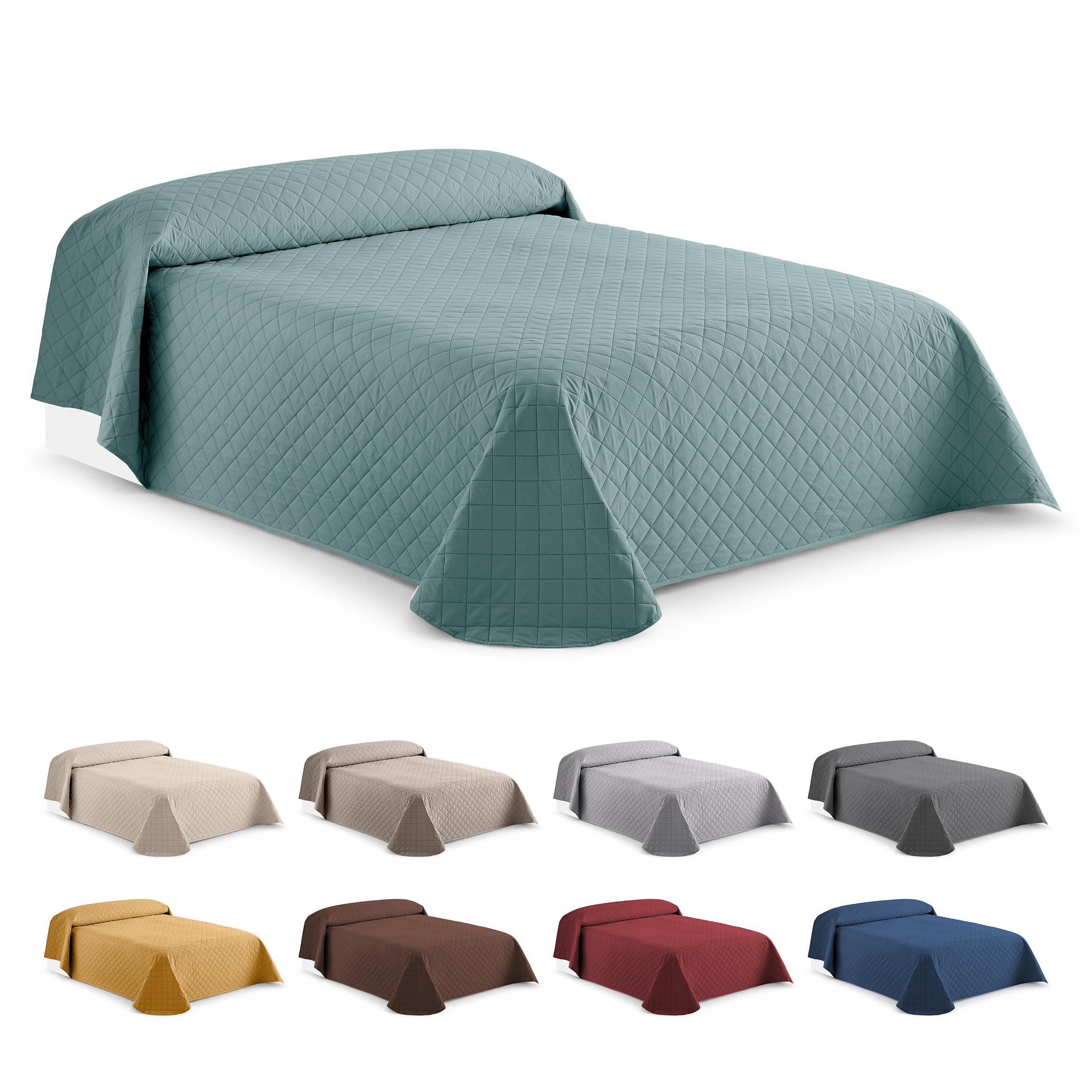 EasyCosy Copriletto Matrimoniale 2 Piazze 230x260 cm Acquamarina a Rombi – Trapuntino Estivo e Mezza Stagione Leggero, Multiuso, Morbido e Traspirante (Microfibra) OEKO-TEX®