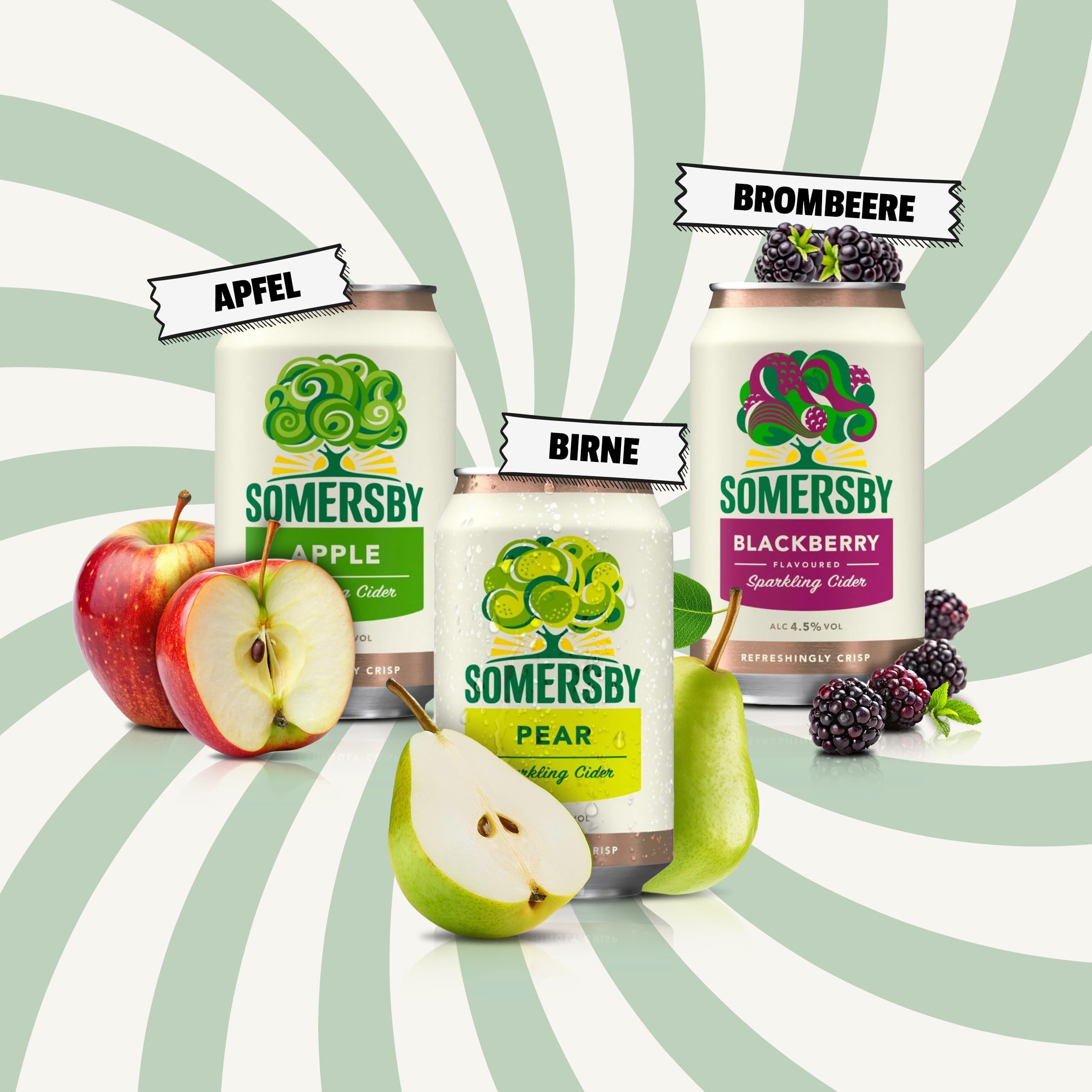 Somersby Cider MEGA MIX Pear Red Rhubarb Blackberry Elderflower Lime Blueberry Apple 4,5% Vol. 24 x 0,33 l
